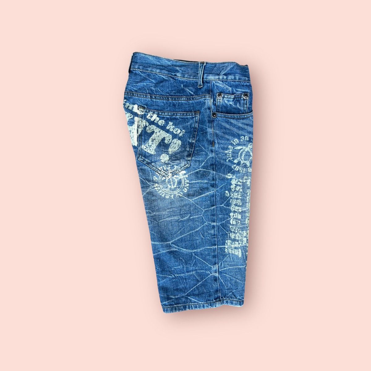 Japanese Brand VINTAGE NYLAUS PAINTED DENIM SHORTS Size US 28 / EU 44 - 6 Thumbnail