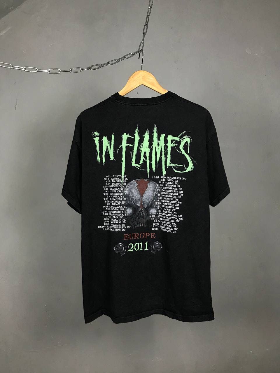Band Tees × Vintage In Flames 2011 skullsvintage rock overprinted band tour tee Size US XL / EU 56 / 4 - 2 Thumbnail