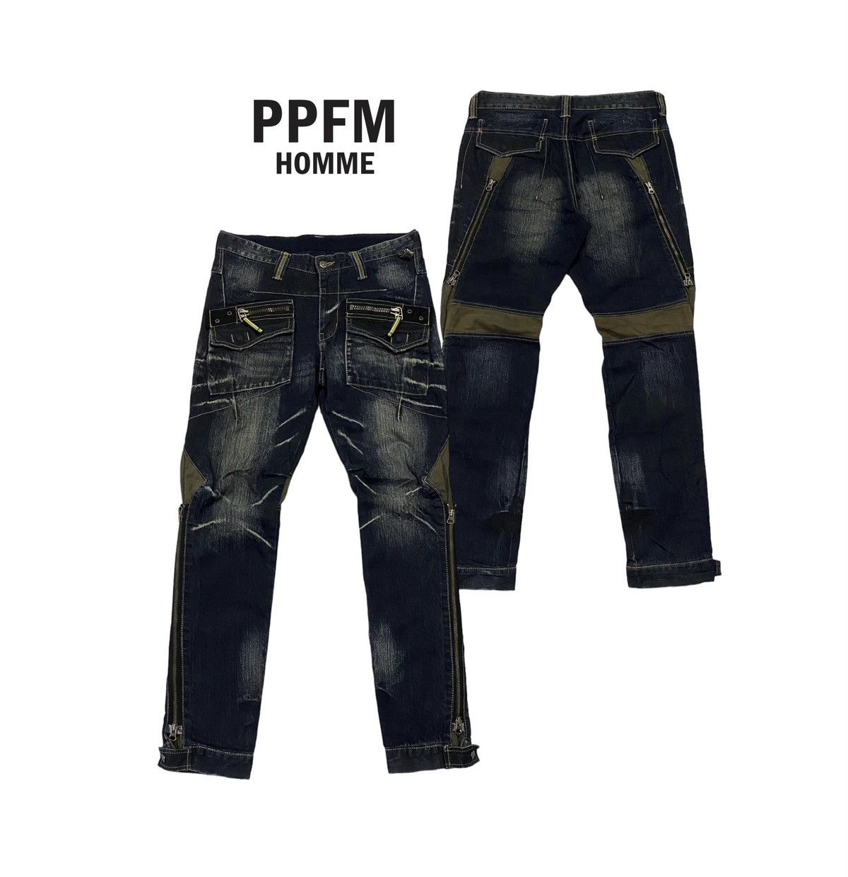Japanese Brand × PPFM × Seditionaries Hot🔥PPFM Seditinaries Bondage Zipper Denim Pants Size US 33 - 1 Thumbnail