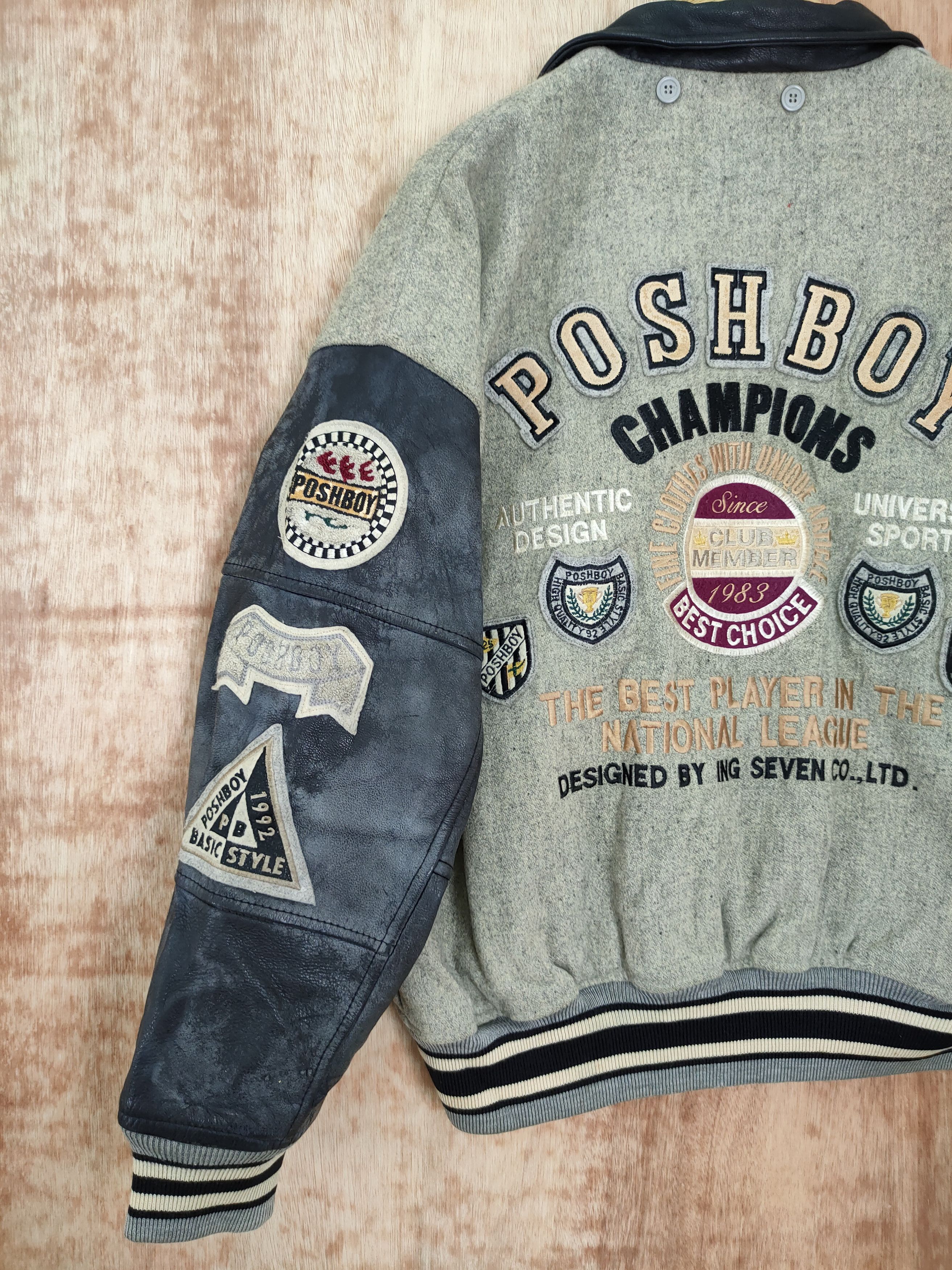 Vintage Posh Boy champion faded wool varsity jacket #4094DLAL Size US M / EU 48-50 / 2 - 2 Thumbnail