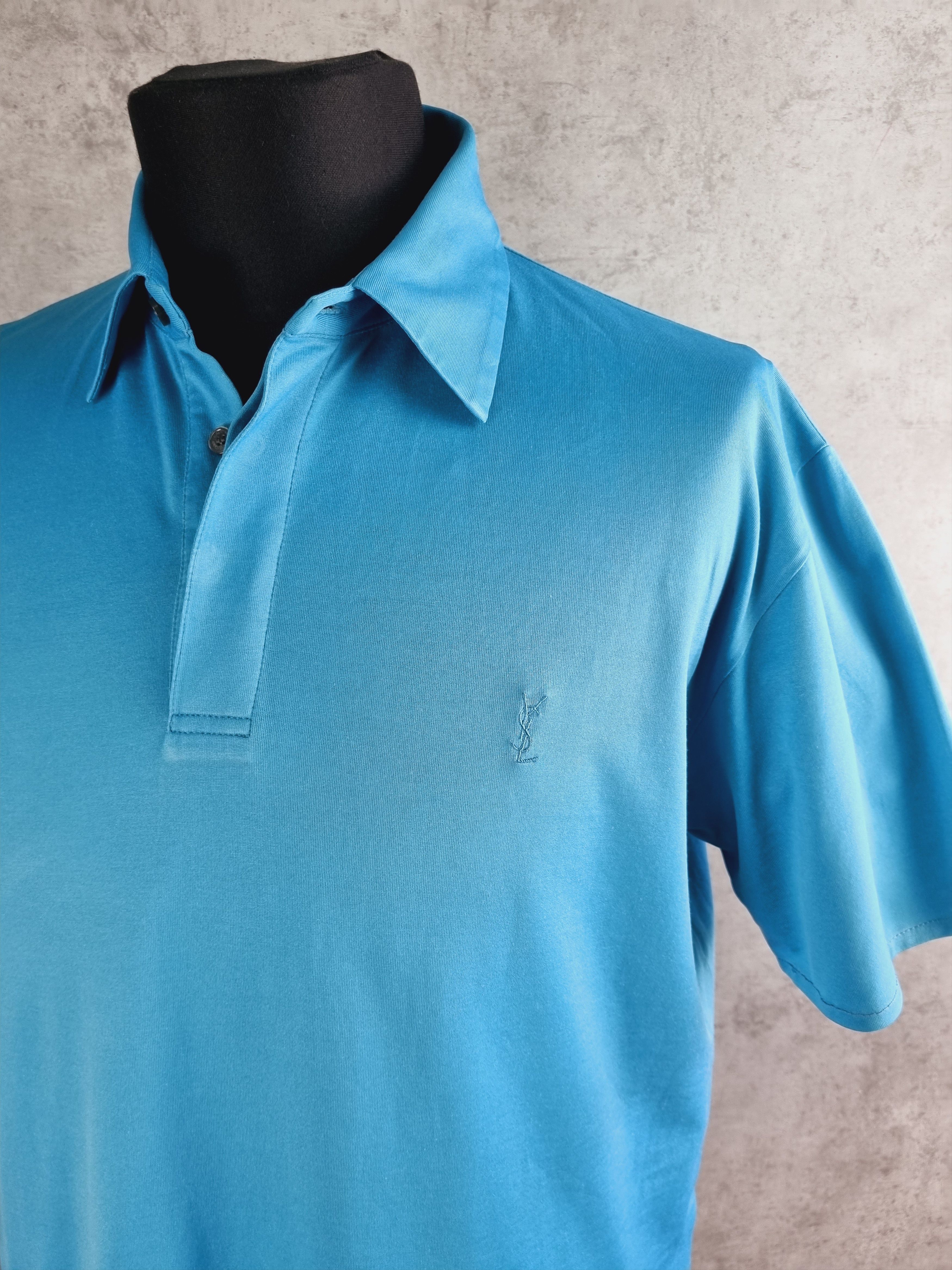 Vintage × Yves Saint Laurent Yves Saint Laurent YSL Cotton like SILK Polo tee shirt Size US M / EU 48-50 / 2 - 2 Thumbnail