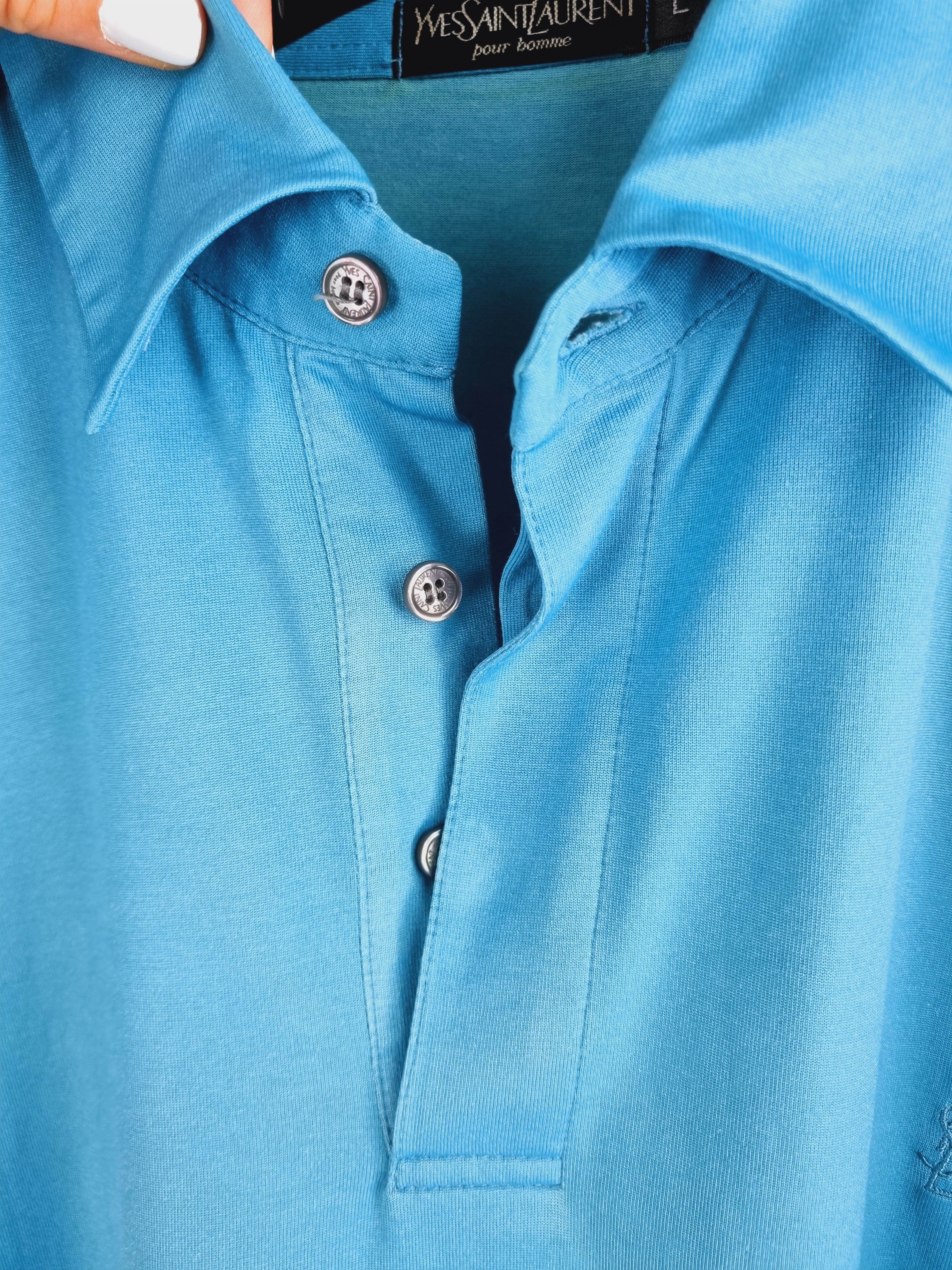 Vintage × Yves Saint Laurent Yves Saint Laurent YSL Cotton like SILK Polo tee shirt Size US M / EU 48-50 / 2 - 10 Thumbnail