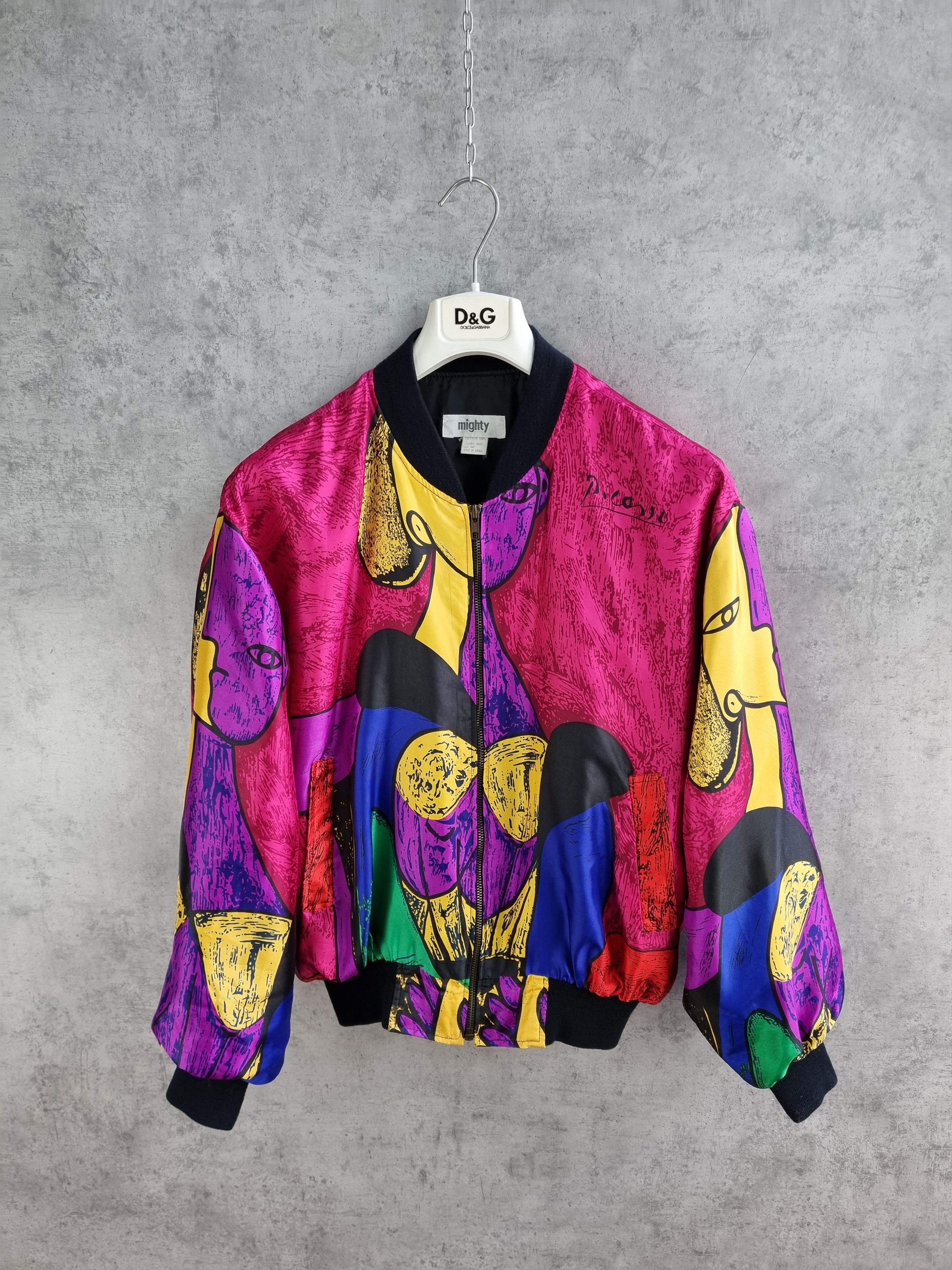 Vintage 90s Picasso Abstract Print, shiny fabrics looks like Silk Size M / US 6-8 / IT 42-44 - 2 Thumbnail