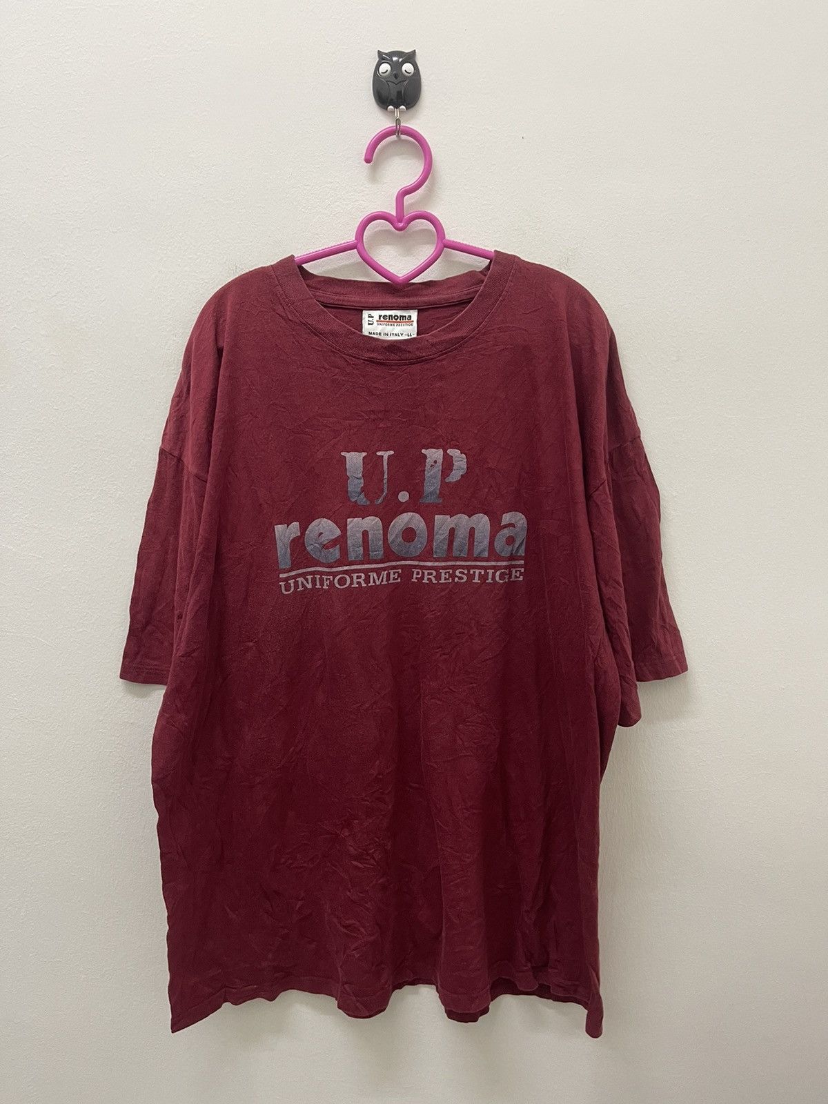 image of Vintage U.p Renoma Uniforme Prestige Spell Out Tee in Red, Men's (Size Large)