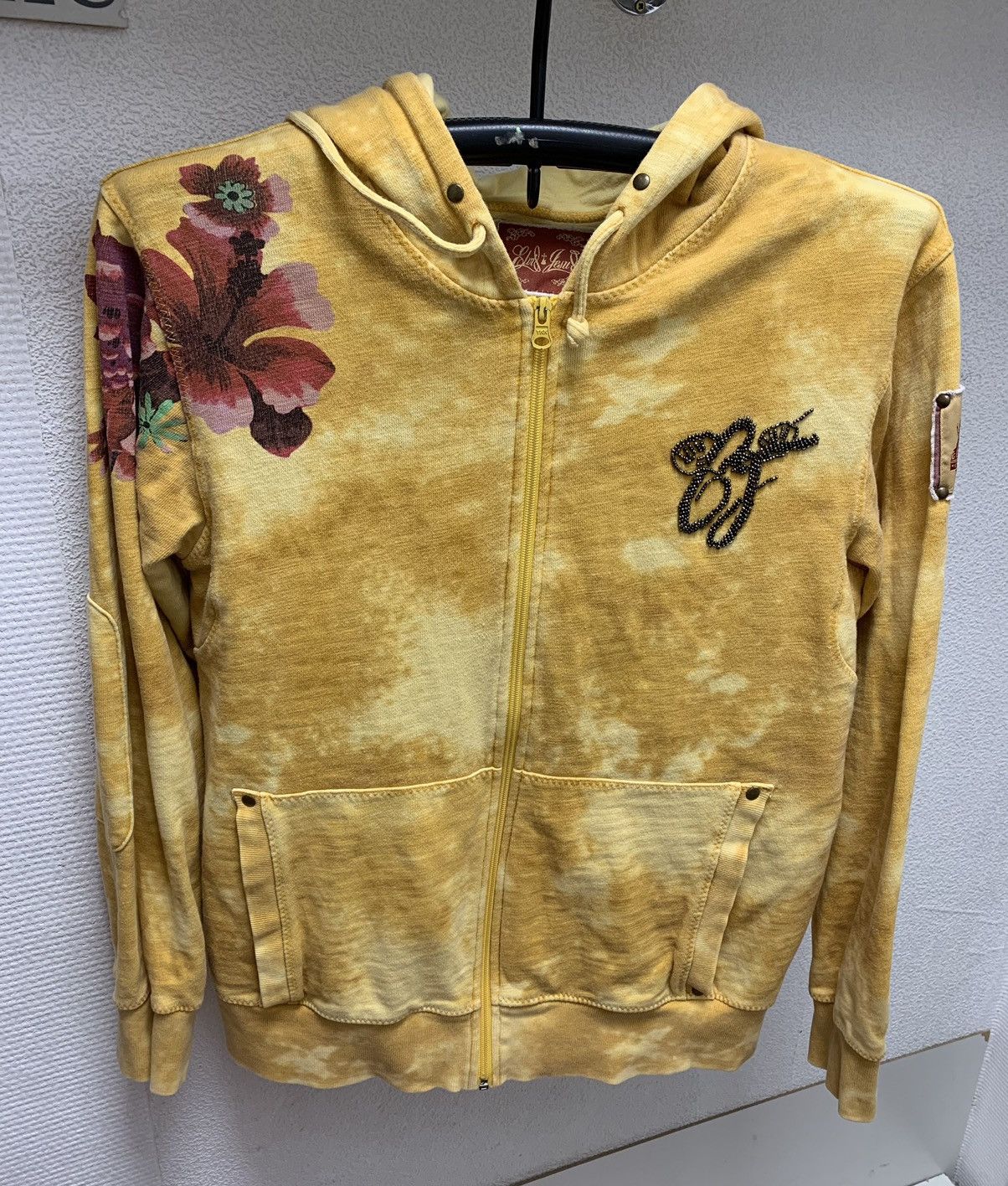 Elvis Jesus Couture yellow zip hoodie vintage L s