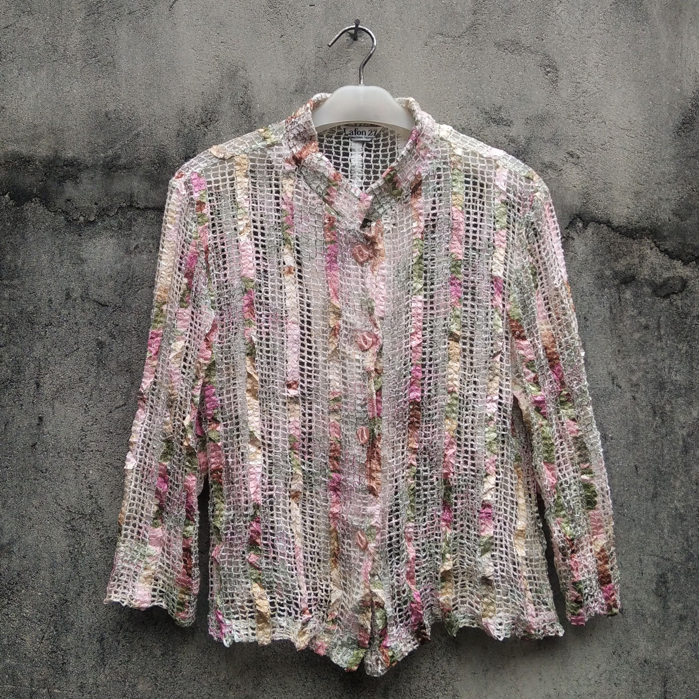Vintage 90's LAFON 27 Japanese Brand Mesh Longsleeve