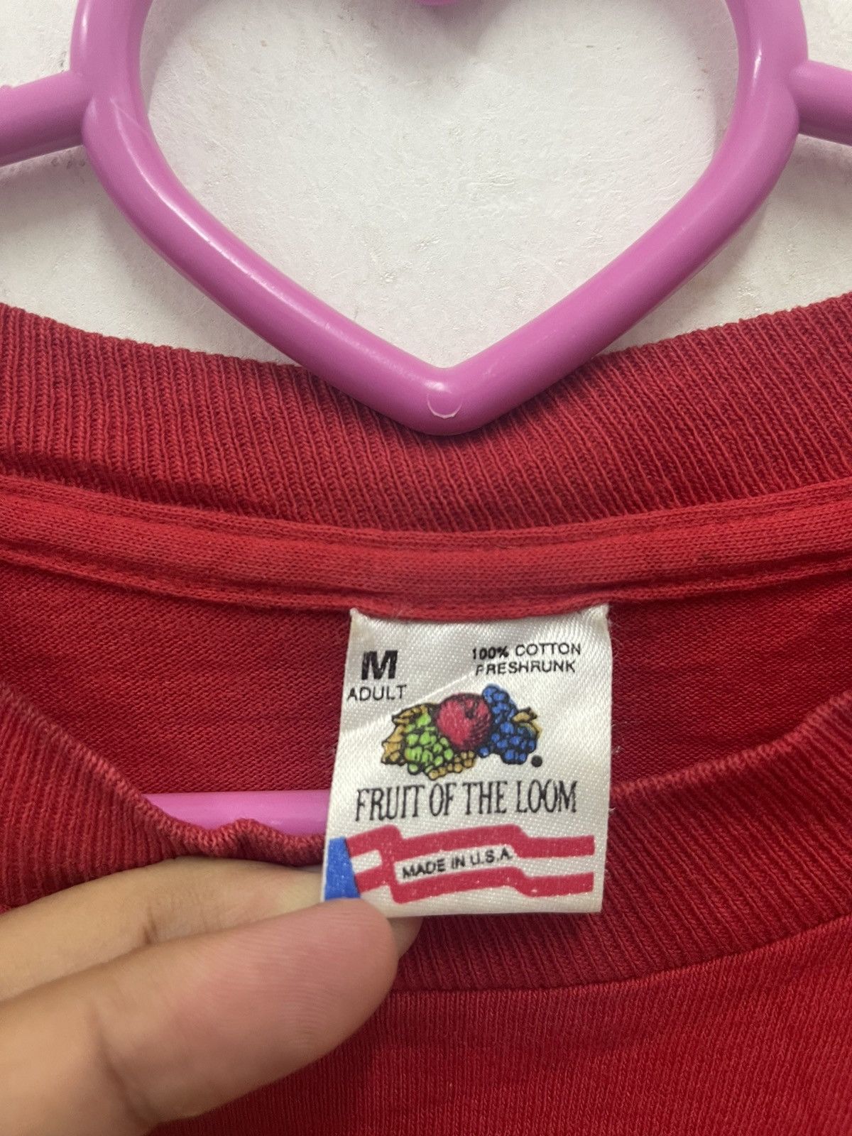 Fruit Of The Loom Vintage Fruit of The Loom RED Plain Tee Size US M / EU 48-50 / 2 - 3 Thumbnail