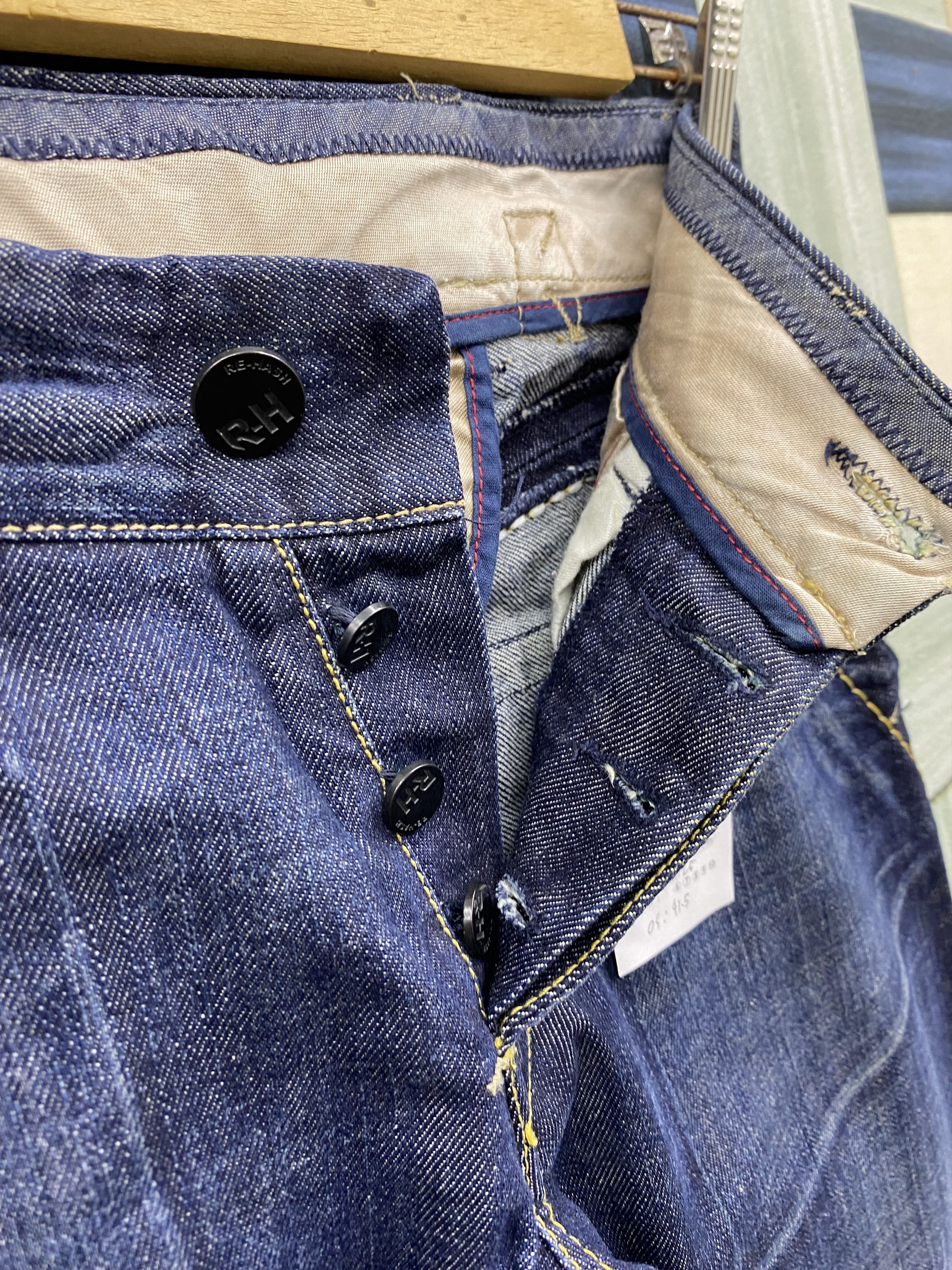 Vintage Italian Designer Re-Hash RH-003 Metal Back Buckle Denim Jean Size US 29 - 9 Thumbnail