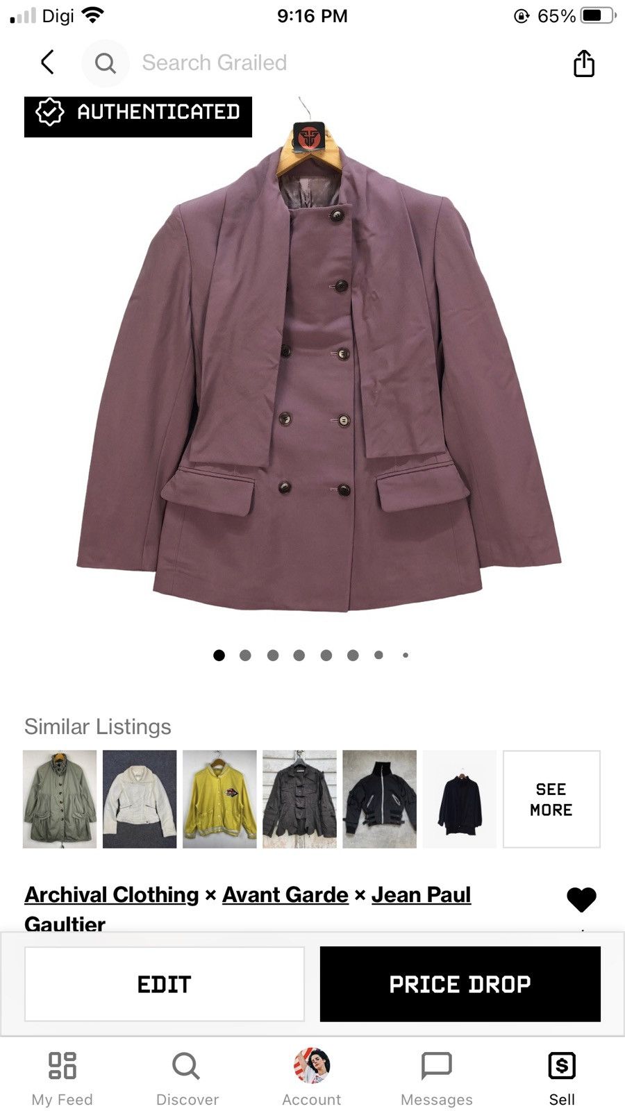 Jean Paul Gaultier JEAN PAUL GAULTIER FEMME DOUBLE BREAST WOOL JACKET #6857-94 Size S / US 4 / IT 40 - 11 Thumbnail