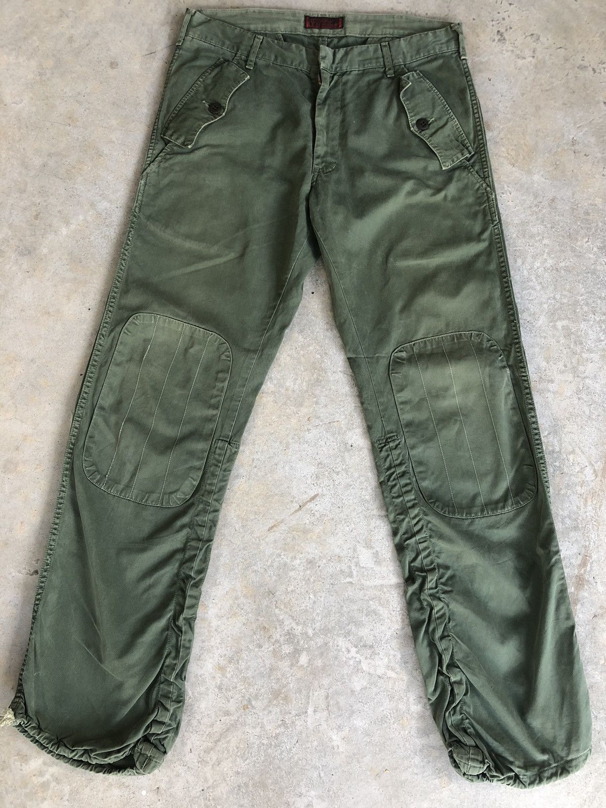 image of John Bull x Seditionaries Jon Bull Kojima Cargo Pants Tactical Double Knee Faded in Green (Size 33)