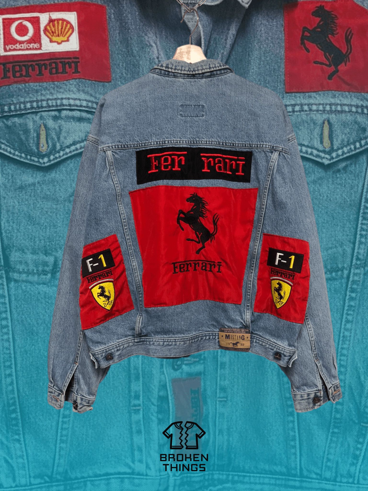 Custom Custom Denim Jacket Mustang Ferrari F1 rework 90s y2k racing ...