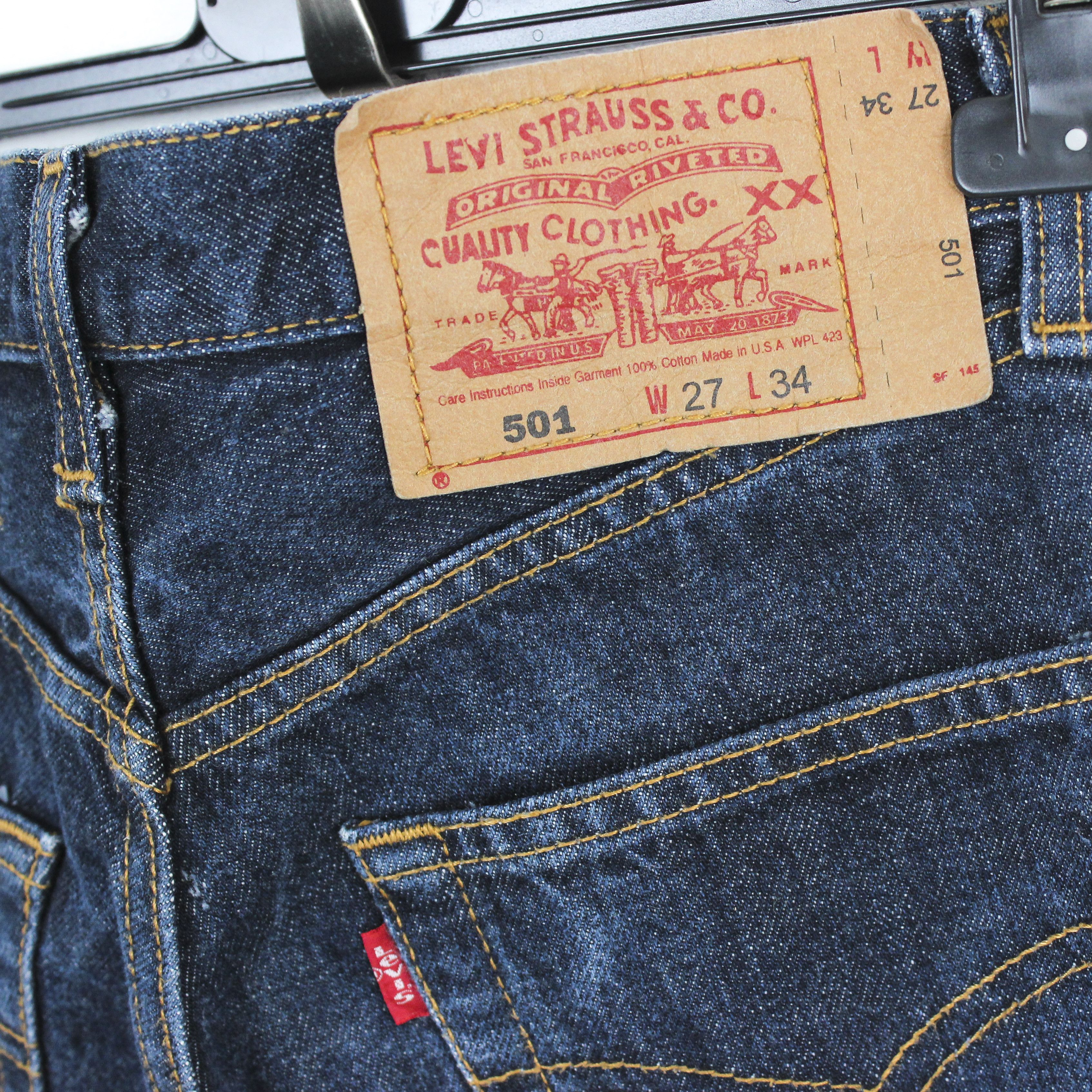 Levi's 1997 501 W27 L27 Raw Denim Jeans Blue Made in USA Regular Size 27" / US 4 / IT 40 - 5 Thumbnail