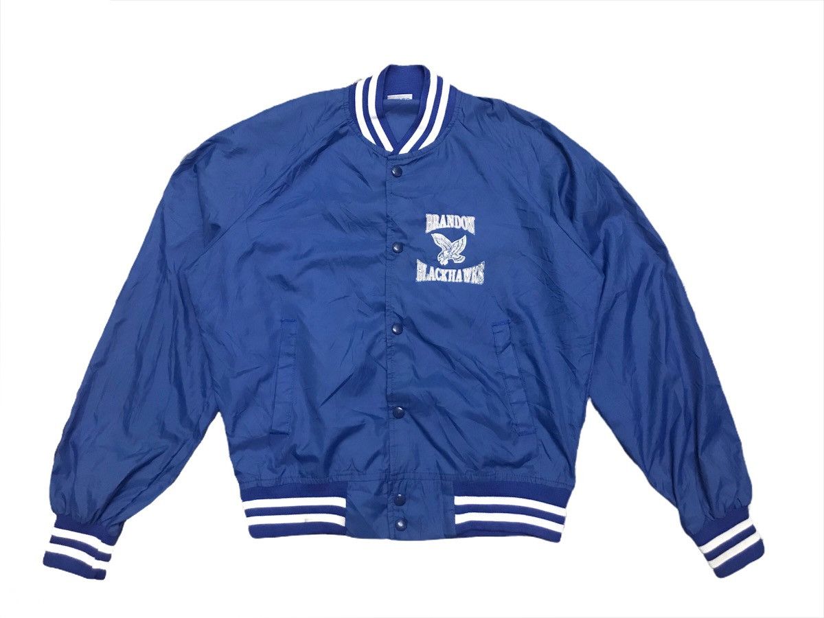 Vintage Brandon black hawks snap button nylon jacket Size US S / EU 44-46 / 1 - 3 Thumbnail
