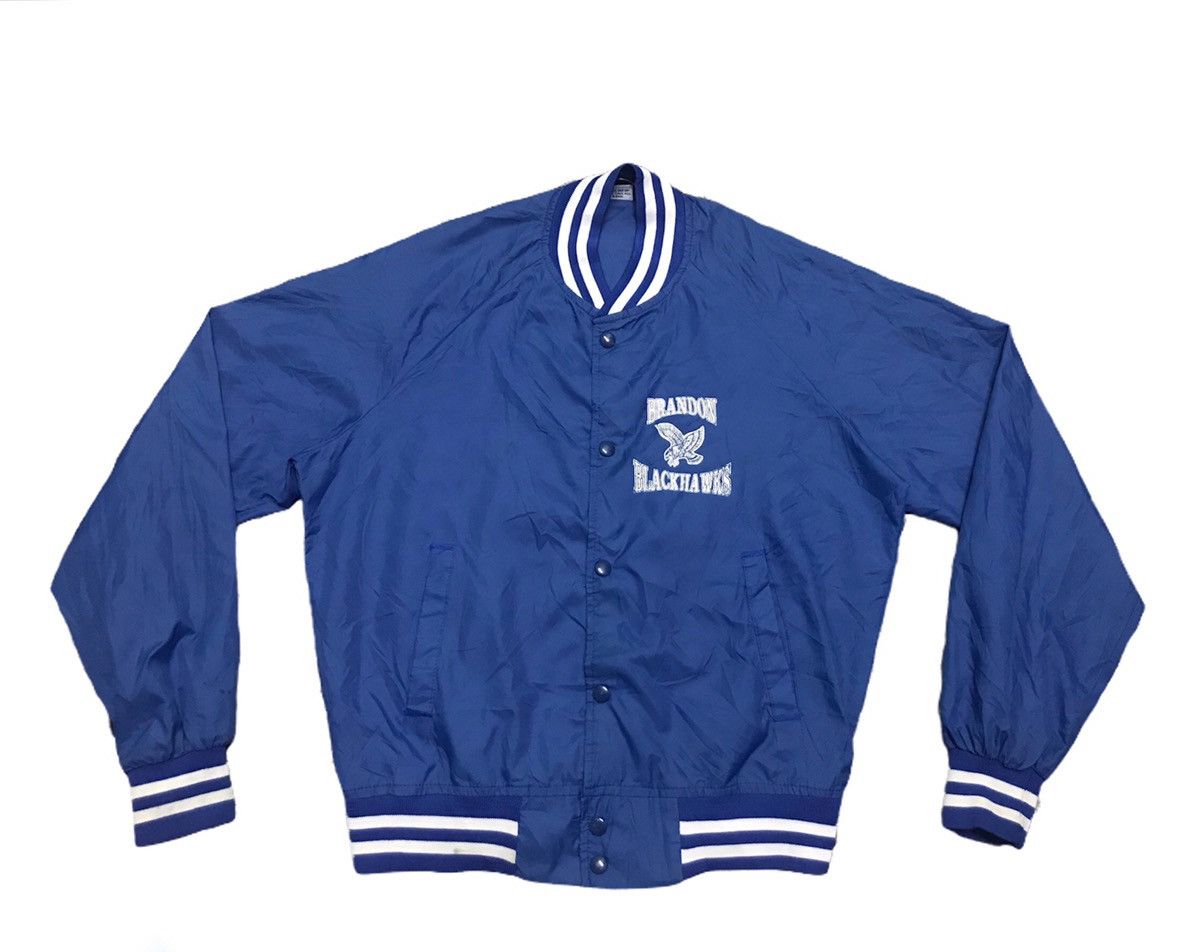Vintage Brandon black hawks snap button nylon jacket Size US S / EU 44-46 / 1 - 5 Thumbnail