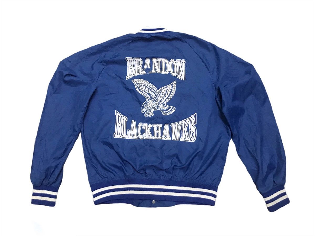 Vintage Brandon black hawks snap button nylon jacket Size US S / EU 44-46 / 1 - 1 Thumbnail