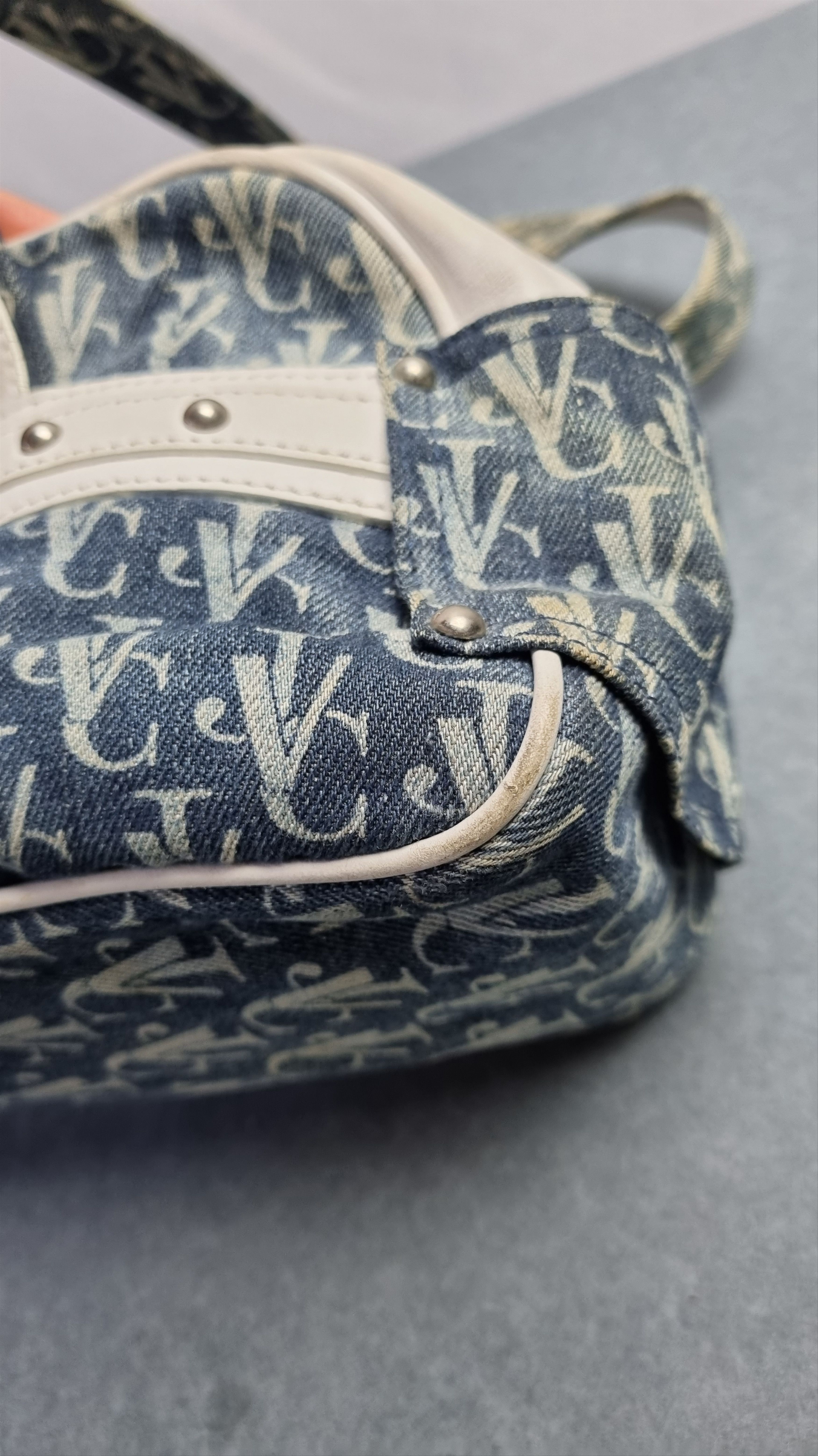 Versace × Versace Jeans Couture × Vintage 90s Rare VERSACE Monogram Mini Shoulder Bag Denim Size ONE SIZE - 17 Thumbnail