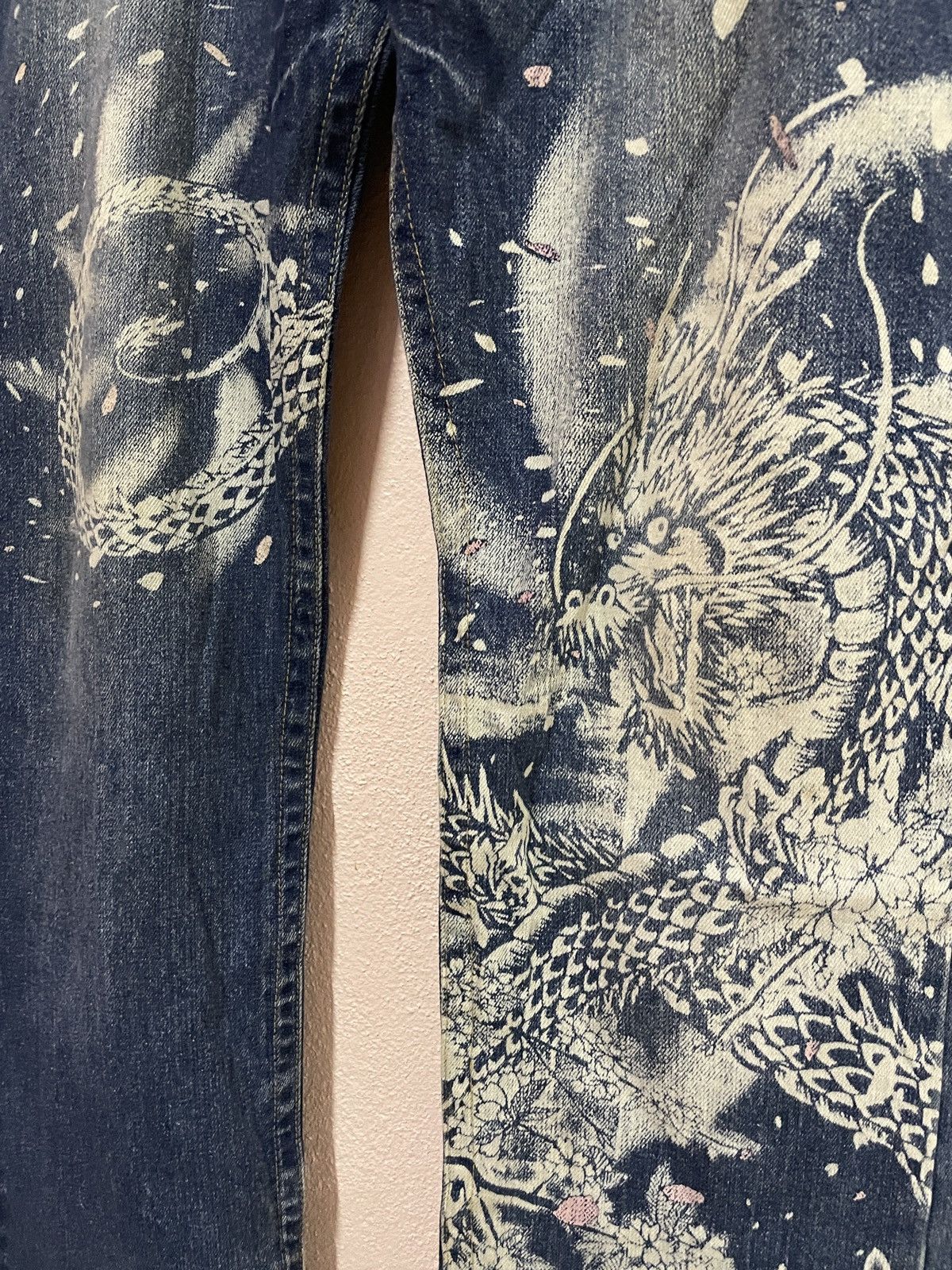 Japanese Brand Karakuri Japanese tradition Dragon Printed Blue Jeans W34 Size US 34 / EU 50 - 8 Thumbnail