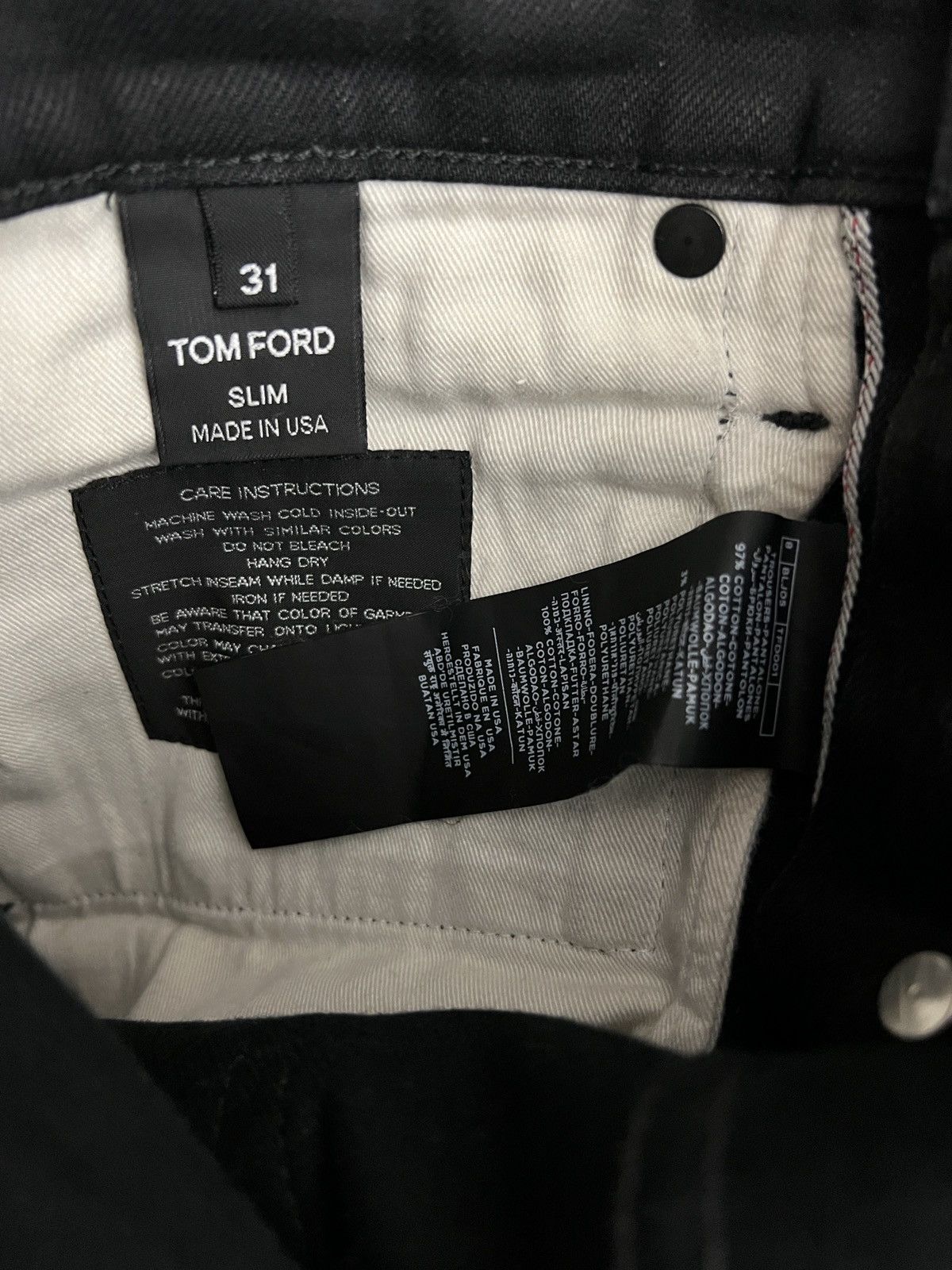 Tom Ford Black Tapered Selvedge Jeans Size US 31 - 9 Thumbnail