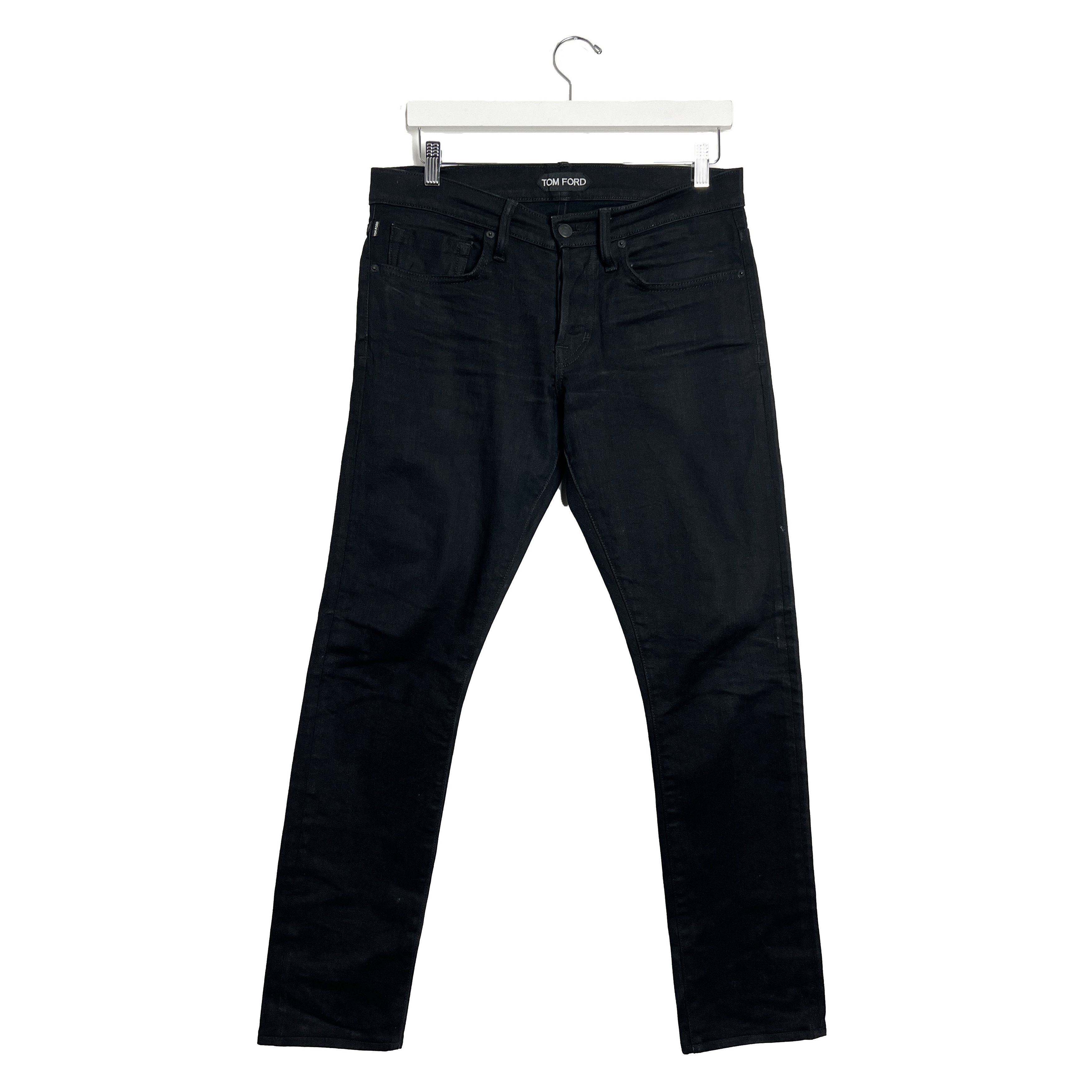 Tom Ford Black Tapered Selvedge Jeans Size US 31 - 1 Thumbnail