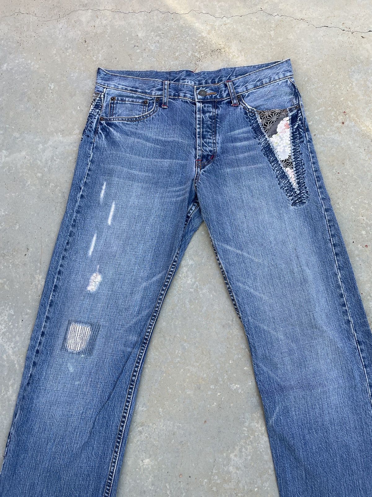 Japanese Brand Takeo kikuchi jeans collection denim patchwork sakura ART Size US 34 / EU 50 - 2 Thumbnail