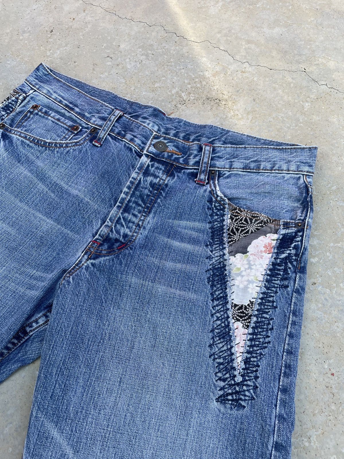 Japanese Brand Takeo kikuchi jeans collection denim patchwork sakura ART Size US 34 / EU 50 - 3 Thumbnail