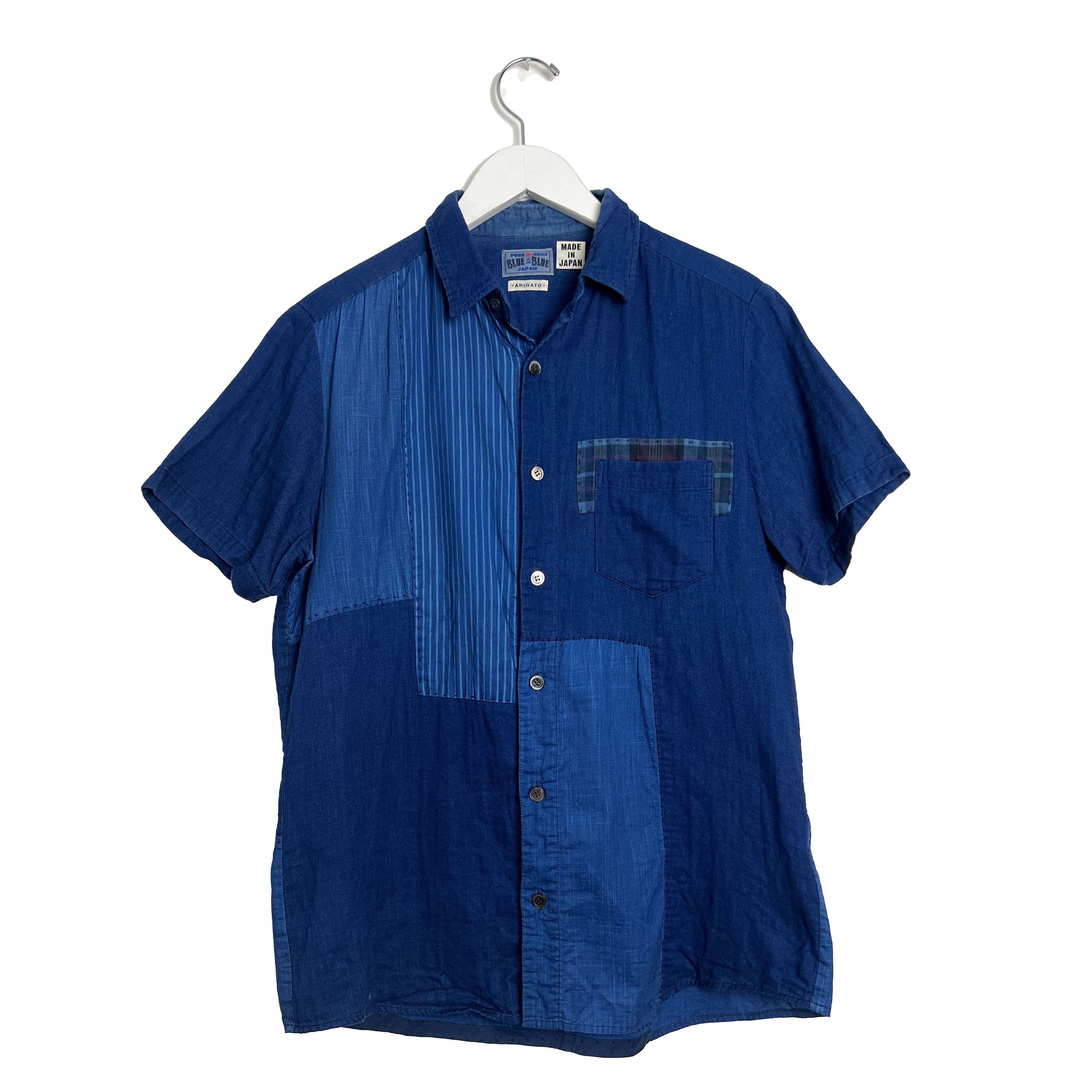 Blue Blue Japan Patchwork Indigo Dyed Button Up Shirt Size US S / EU 44-46 / 1 - 1 Thumbnail