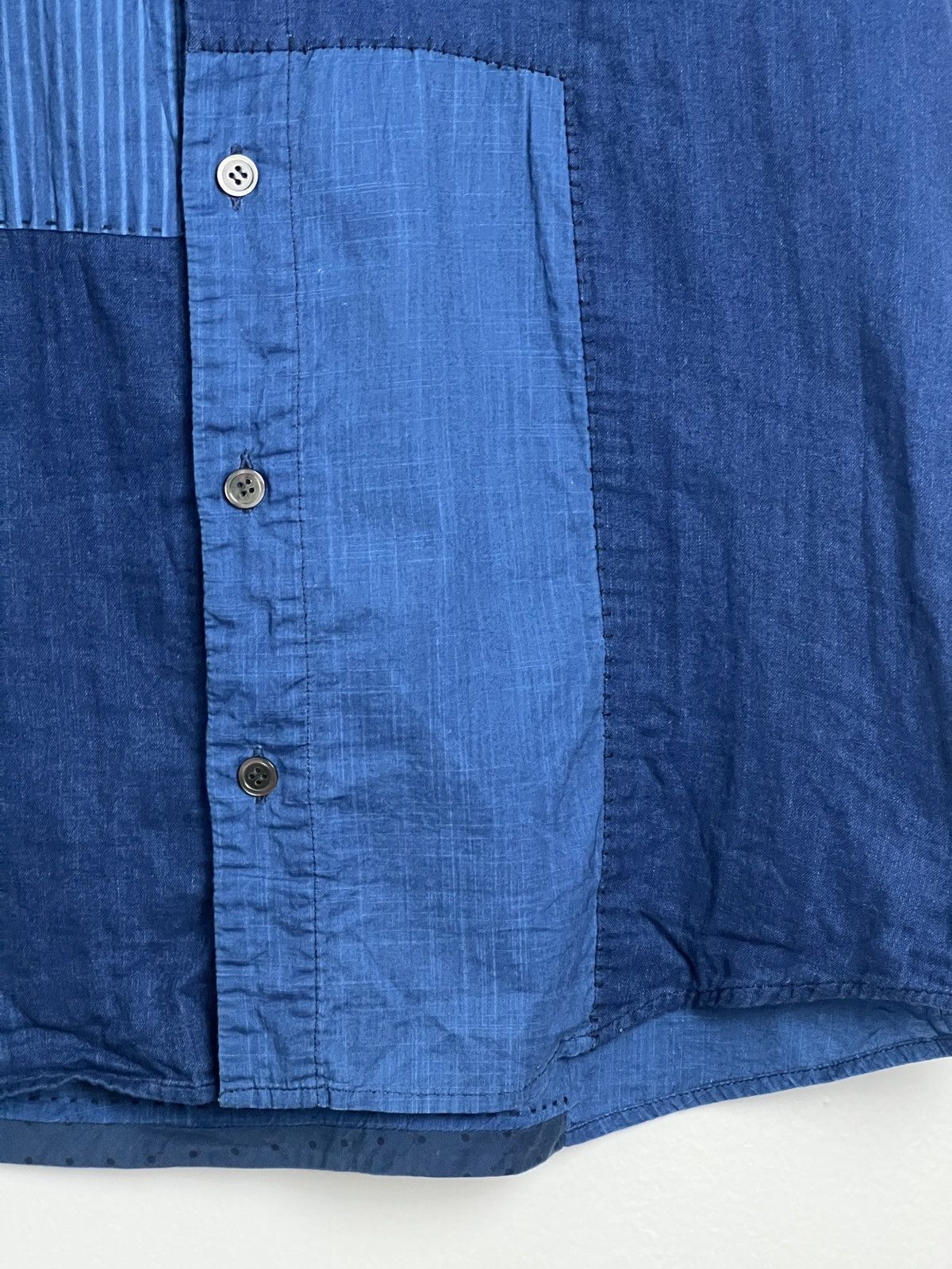 Blue Blue Japan Patchwork Indigo Dyed Button Up Shirt Size US S / EU 44-46 / 1 - 4 Thumbnail