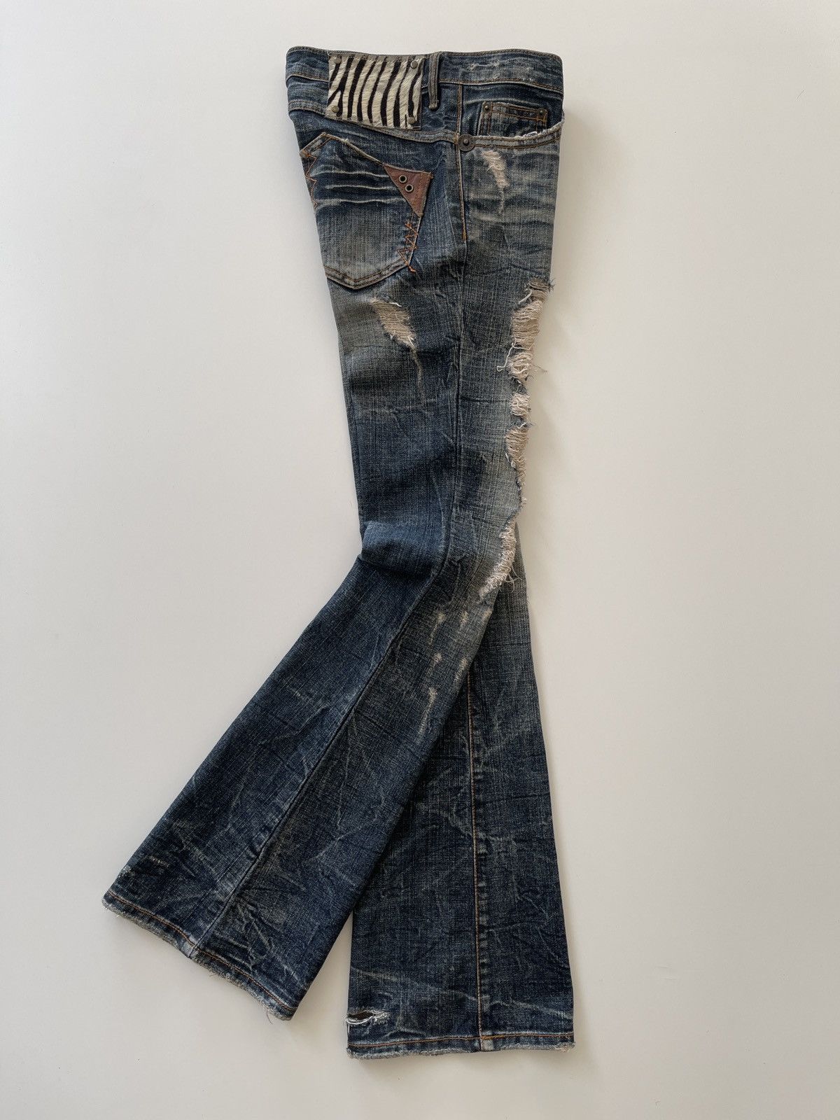Japanese Brand Japanese Maraxia Distressed Flared Denim Size 28" / US 6 / IT 42 - 10 Thumbnail