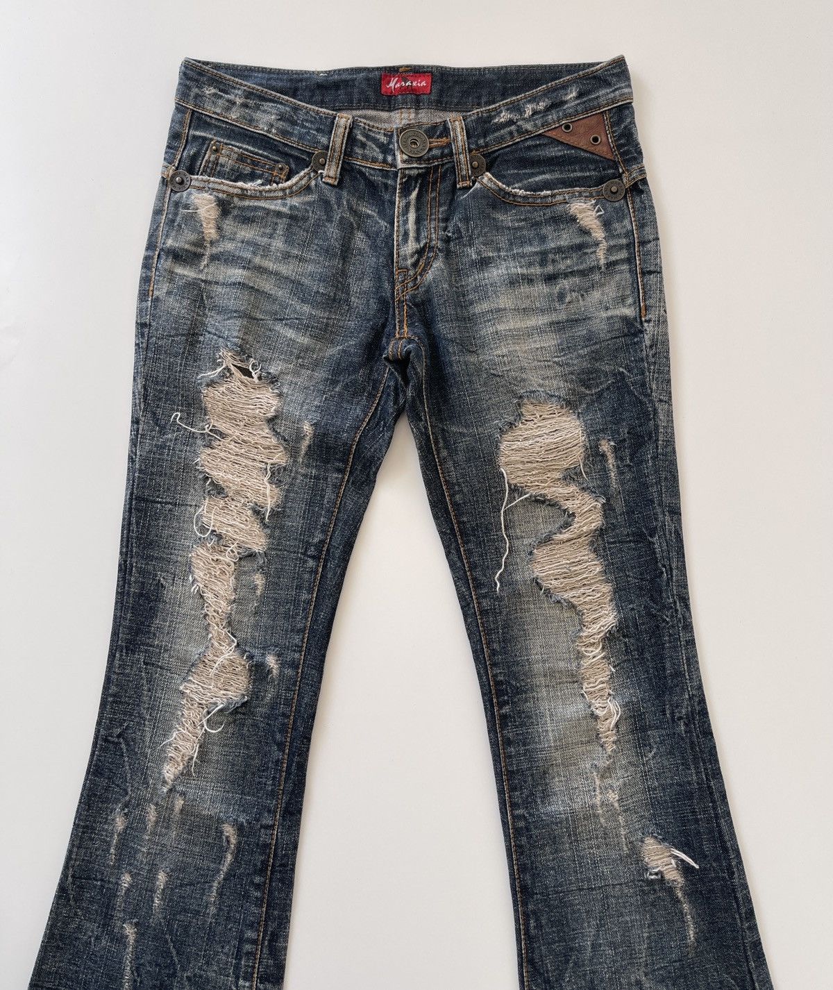 Japanese Brand Japanese Maraxia Distressed Flared Denim Size 28" / US 6 / IT 42 - 4 Thumbnail