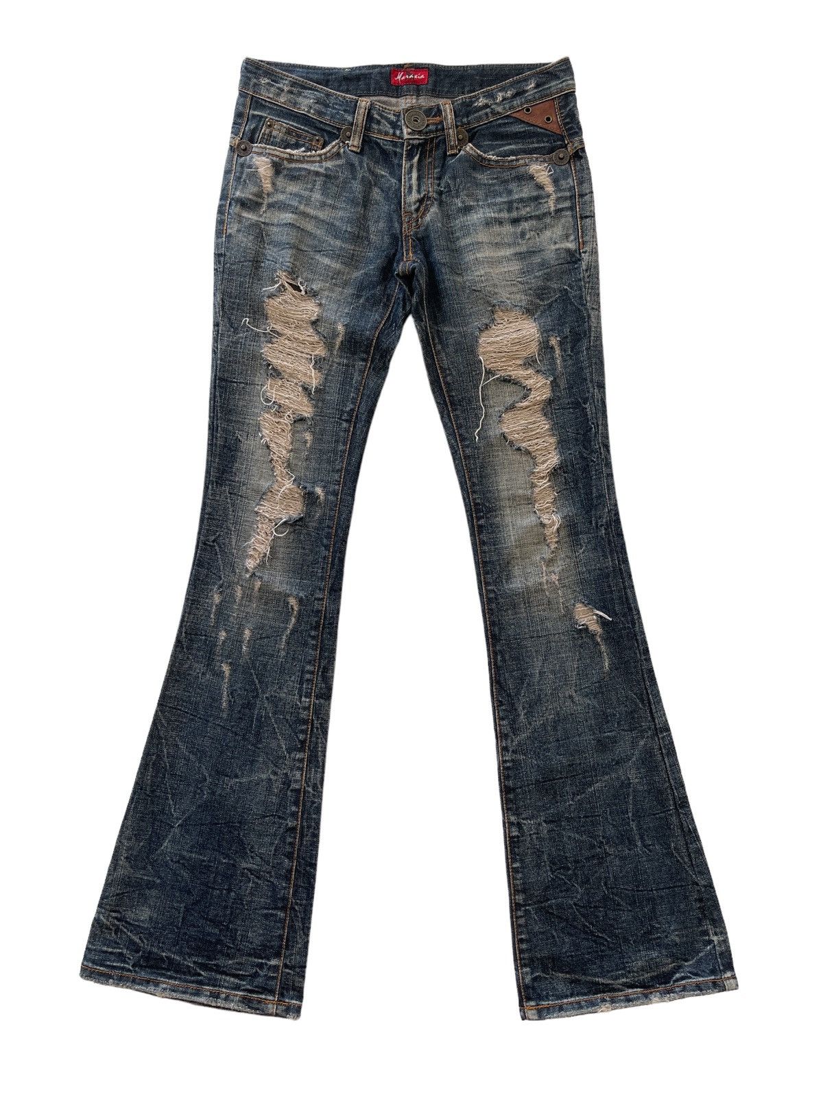 Japanese Brand Japanese Maraxia Distressed Flared Denim Size 28" / US 6 / IT 42 - 1 Thumbnail