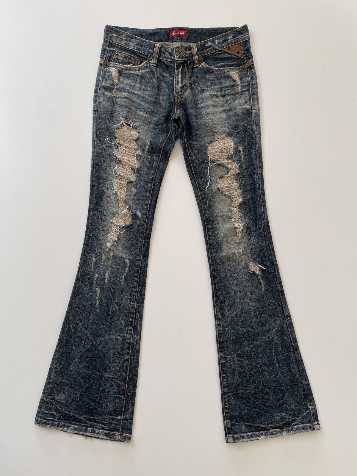 Japanese Brand Japanese Maraxia Distressed Flared Denim Size 28" / US 6 / IT 42 - 8 Thumbnail