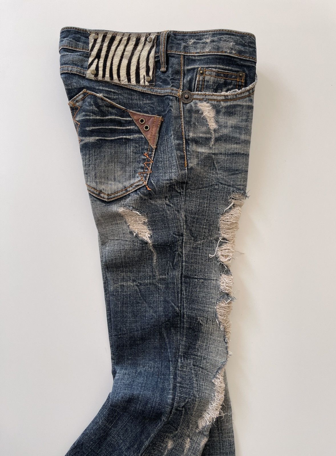 Japanese Brand Japanese Maraxia Distressed Flared Denim Size 28" / US 6 / IT 42 - 11 Thumbnail