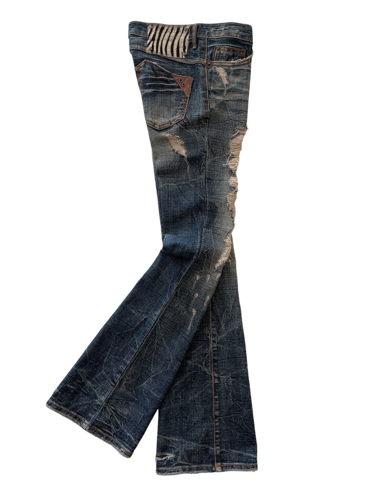 Japanese Brand Japanese Maraxia Distressed Flared Denim Size 28" / US 6 / IT 42 - 3 Thumbnail