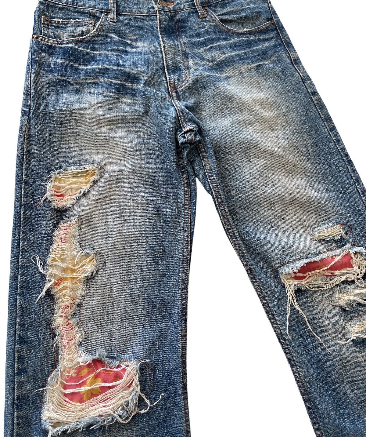 Japanese Brand Nylaus Distressed Patchwork Denim Size US 31 - 5 Thumbnail