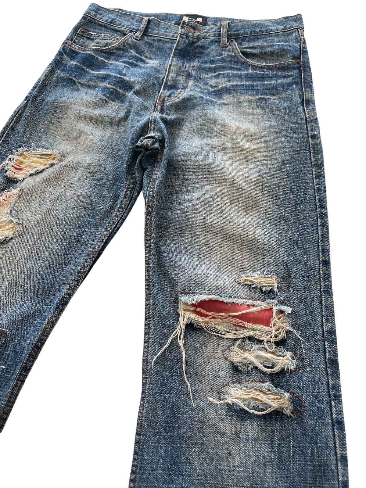 Japanese Brand Nylaus Distressed Patchwork Denim Size US 31 - 4 Thumbnail