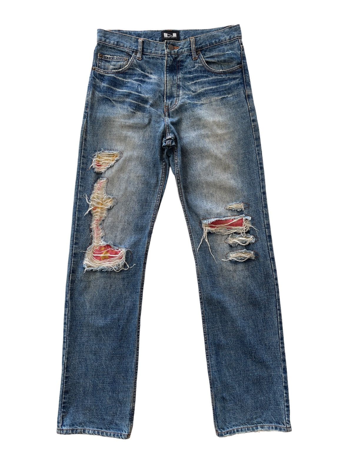 Japanese Brand Nylaus Distressed Patchwork Denim Size US 31 - 1 Thumbnail
