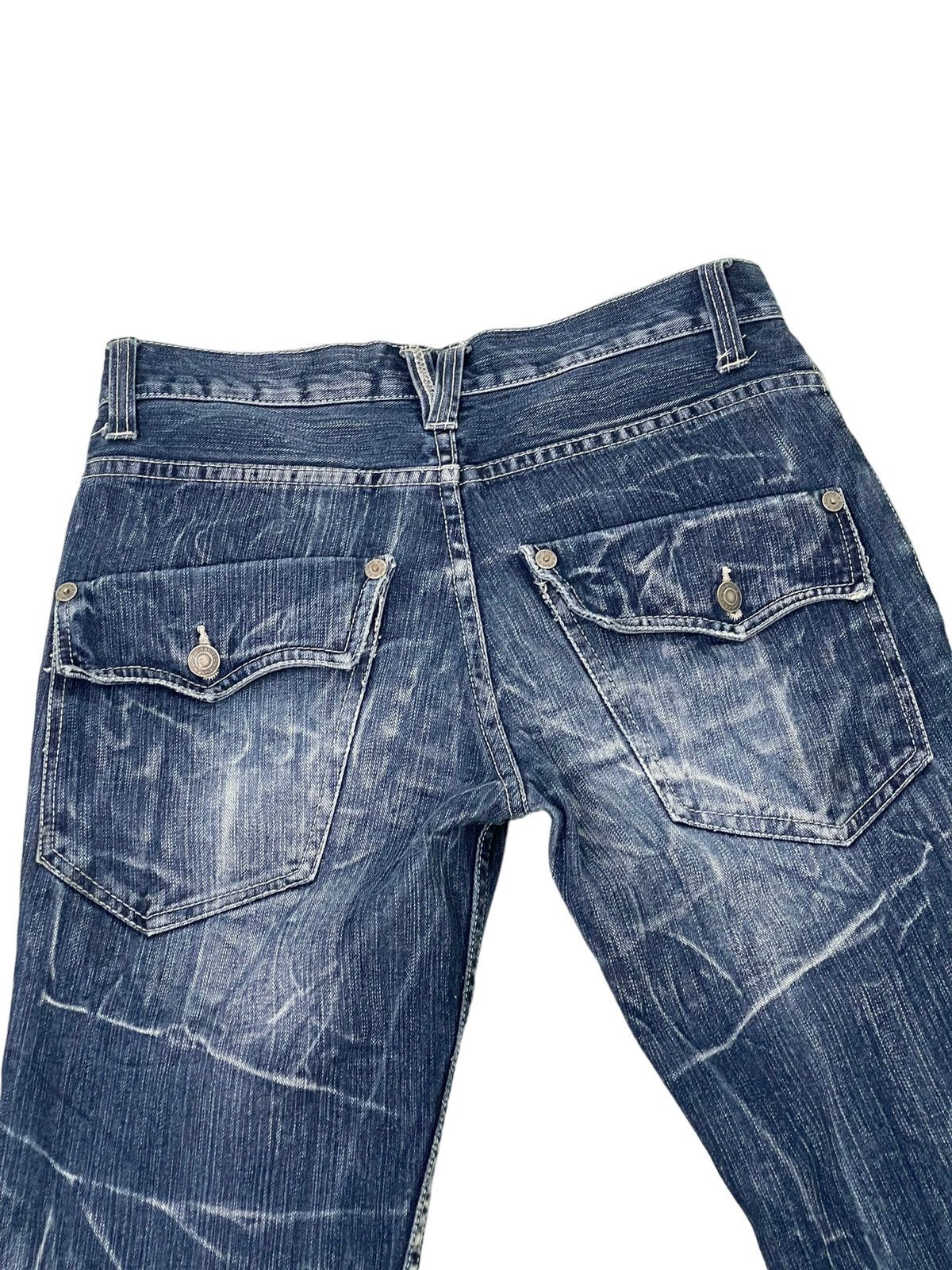 Japanese Brand Flare Jeans Nylaus Distress Denim Low Rise Boot Cut 2🟦9 Size US 30 / EU 46 - 19 Thumbnail