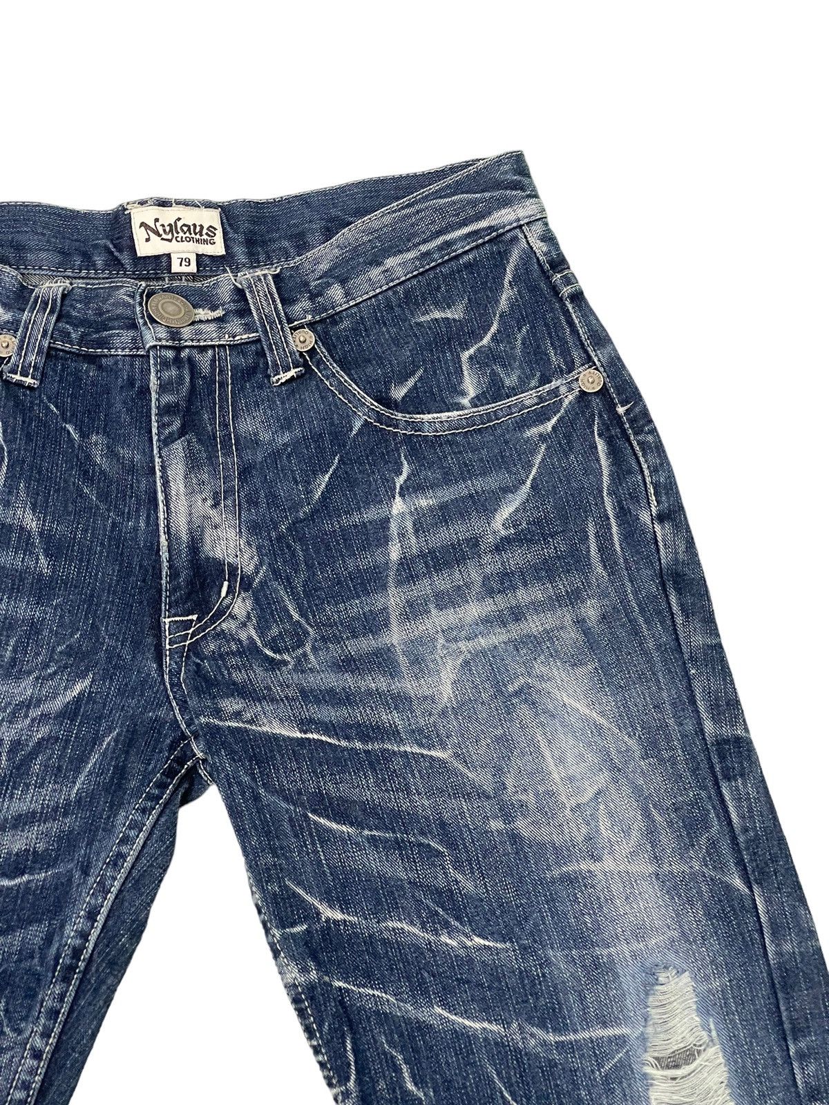Japanese Brand Flare Jeans Nylaus Distress Denim Low Rise Boot Cut 2🟦9 Size US 30 / EU 46 - 9 Thumbnail