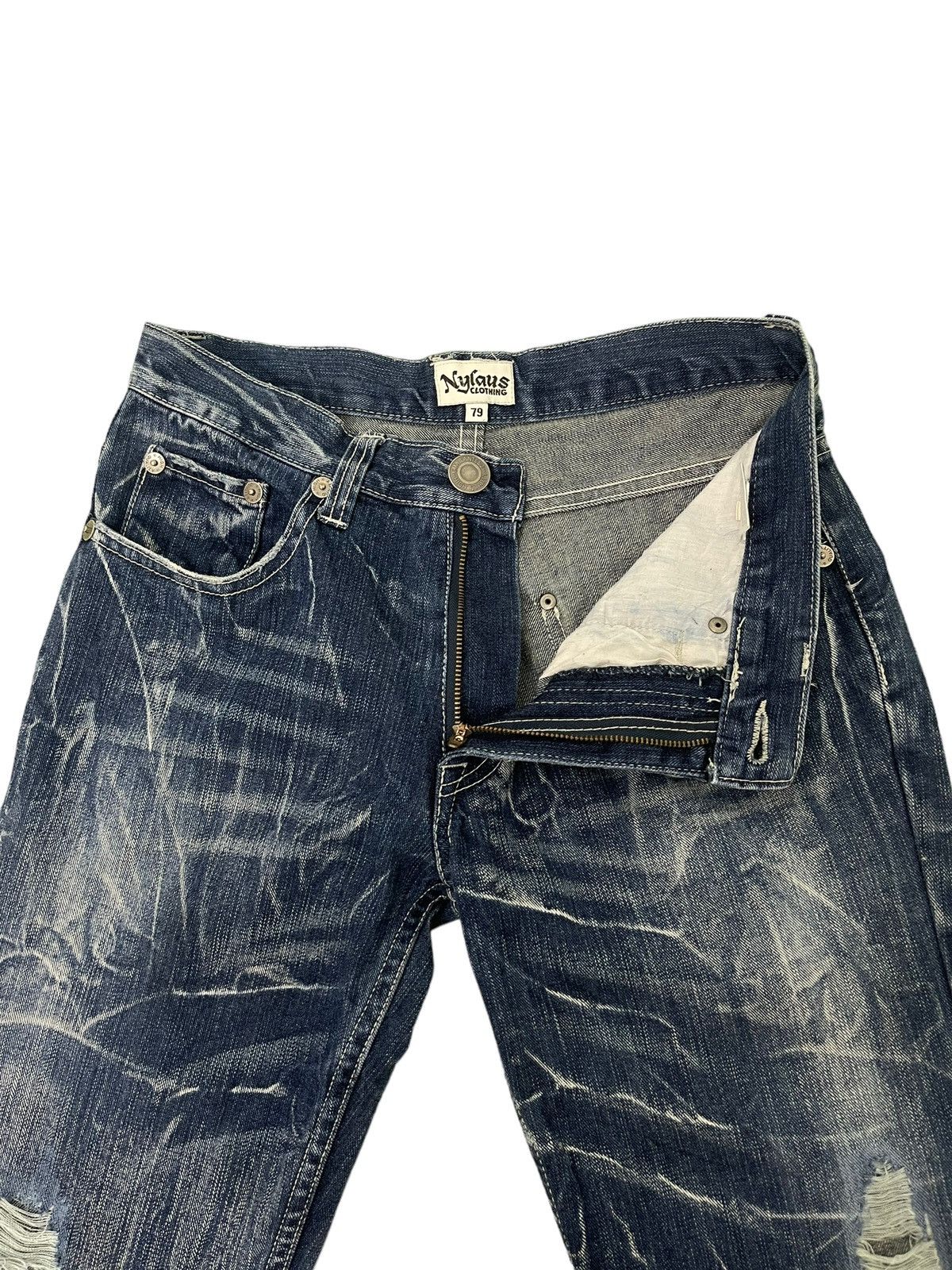 Japanese Brand Flare Jeans Nylaus Distress Denim Low Rise Boot Cut 2🟦9 Size US 30 / EU 46 - 11 Thumbnail