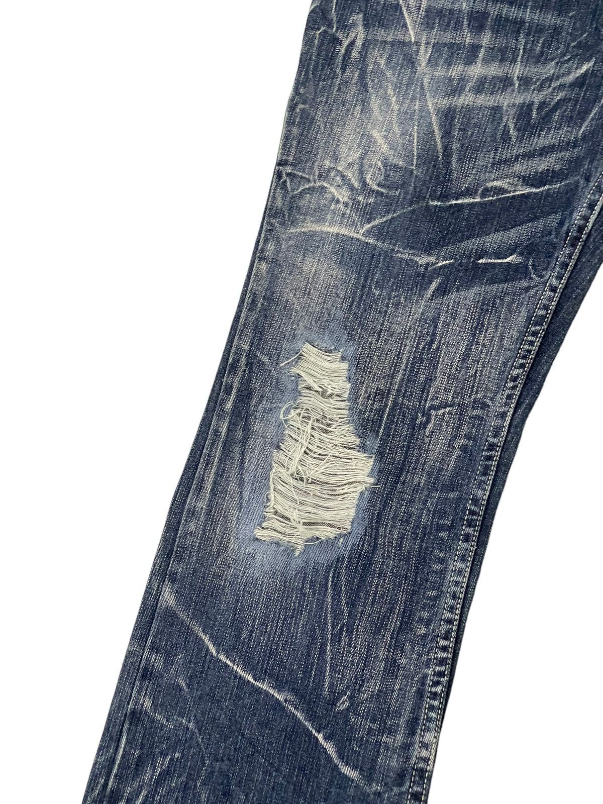 Japanese Brand Flare Jeans Nylaus Distress Denim Low Rise Boot Cut 2🟦9 Size US 30 / EU 46 - 6 Thumbnail