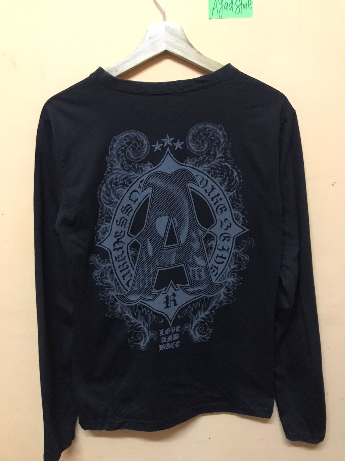 image of Reon Roen Tshirt Longsleeve Skull Design in Black, Women's (Size Small)