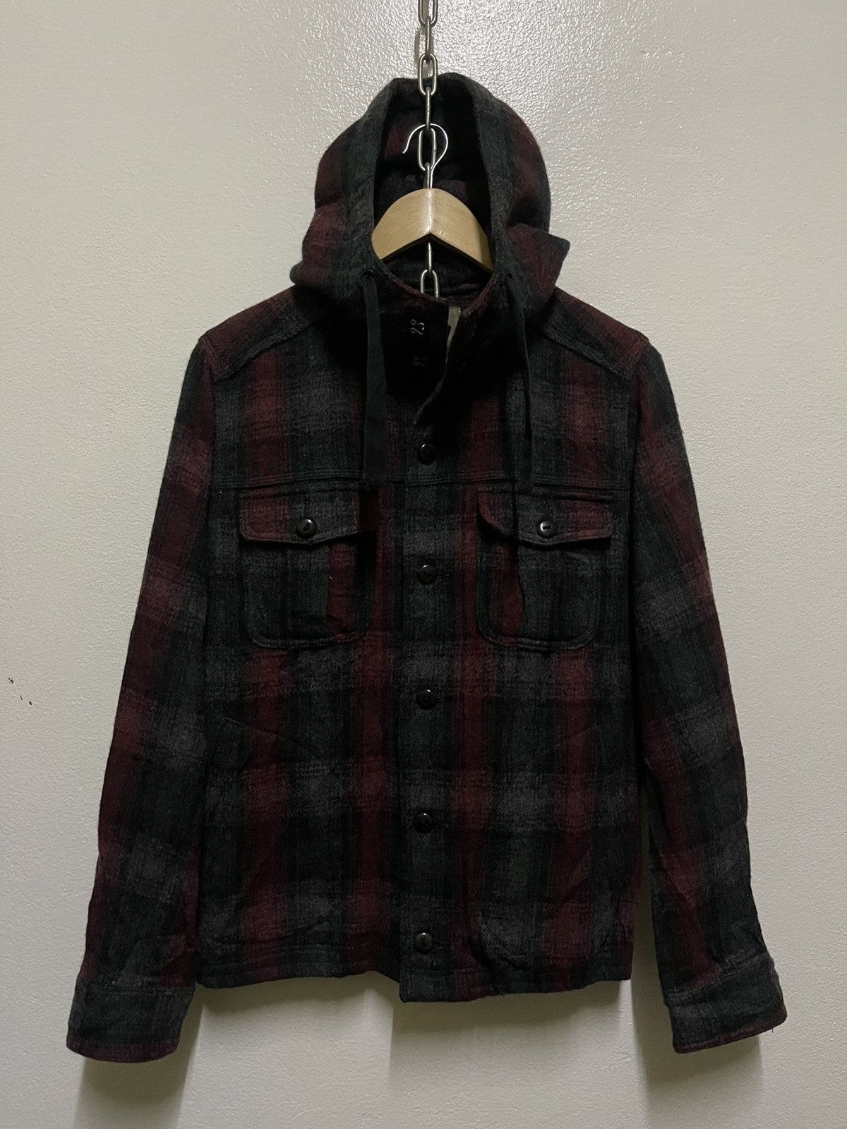 Nigel Cabourn Nigel Cabourn Checked Wool Jacket Hoodie Size US S / EU 44-46 / 1 - 1 Thumbnail