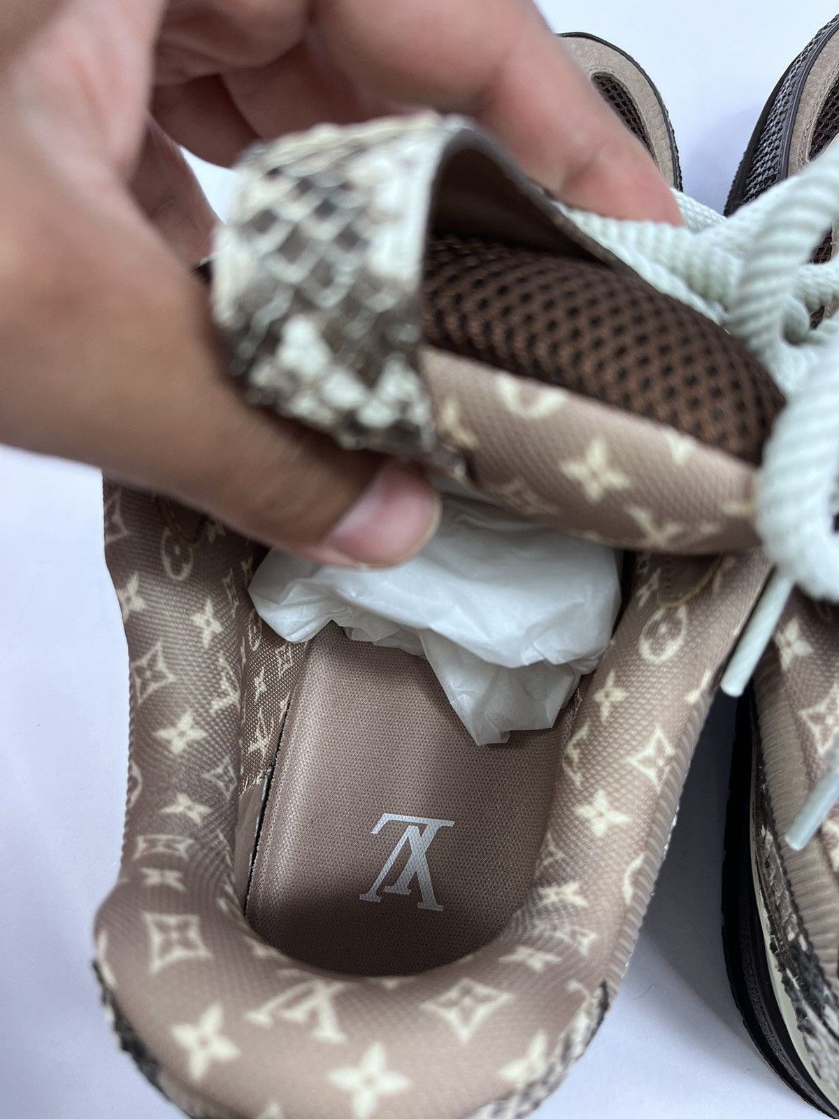 Louis Vuitton BROWN PYTHON SK8 LEATHER SNEAKERS Size US 10 / EU 43 - 11 Thumbnail