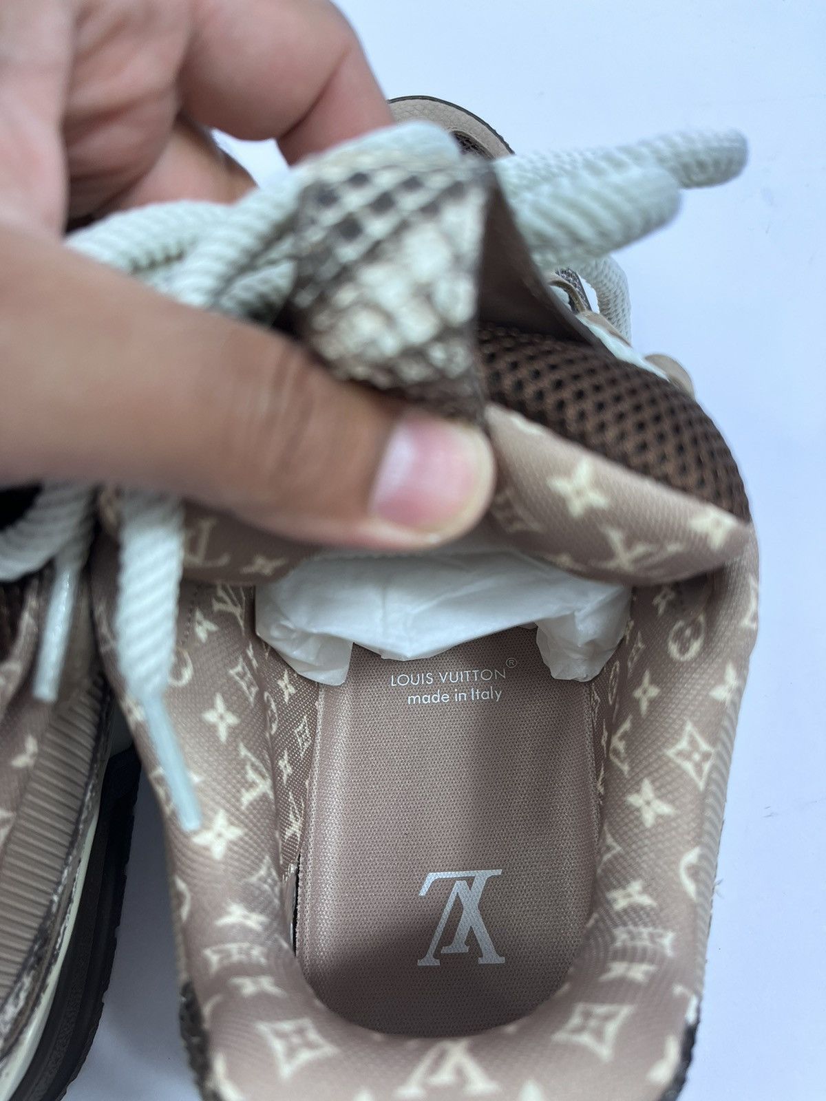 Louis Vuitton BROWN PYTHON SK8 LEATHER SNEAKERS Size US 10 / EU 43 - 10 Thumbnail