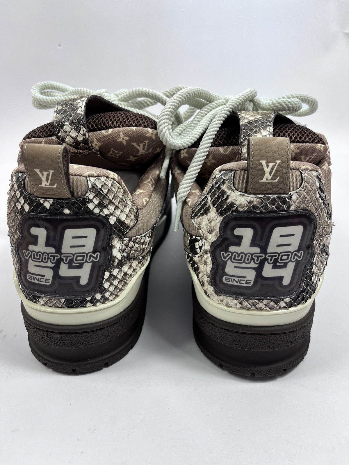 Louis Vuitton BROWN PYTHON SK8 LEATHER SNEAKERS Size US 10 / EU 43 - 4 Thumbnail