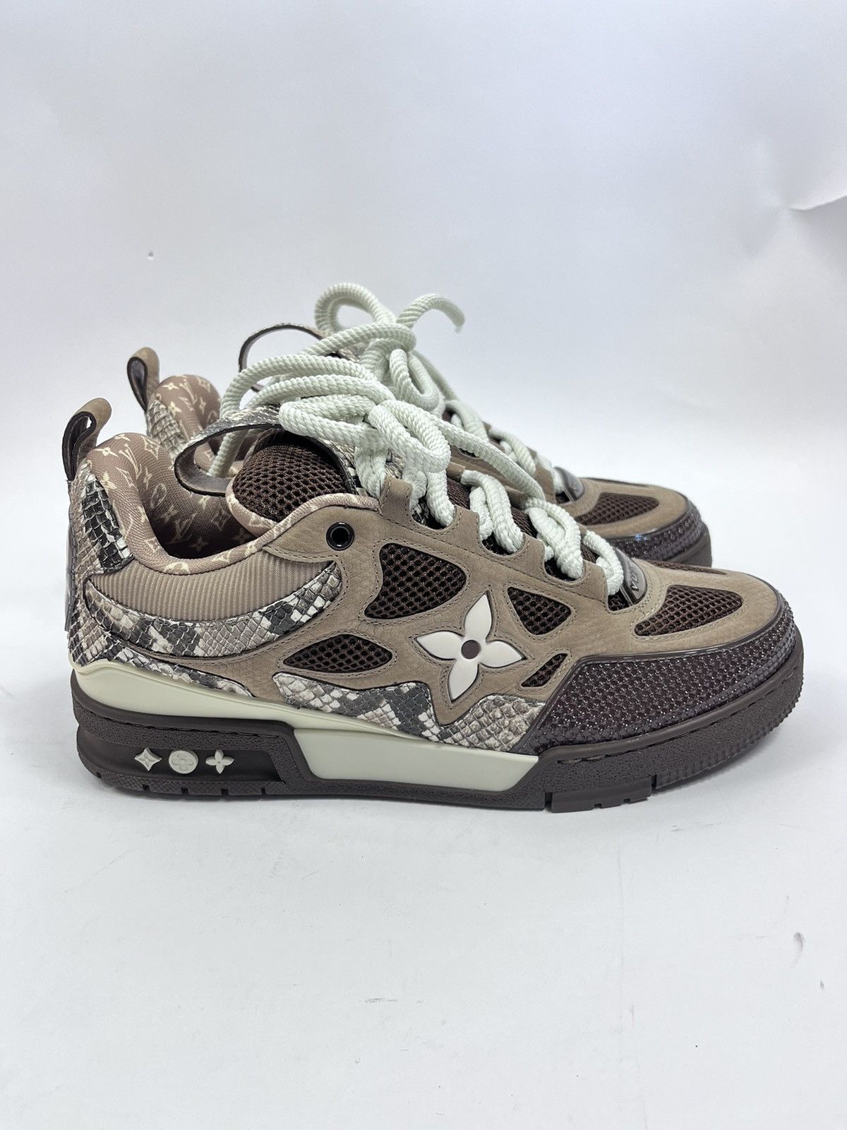 image of Louis Vuitton Brown Python Sk8 Leather Sneakers, Men's (Size 9)
