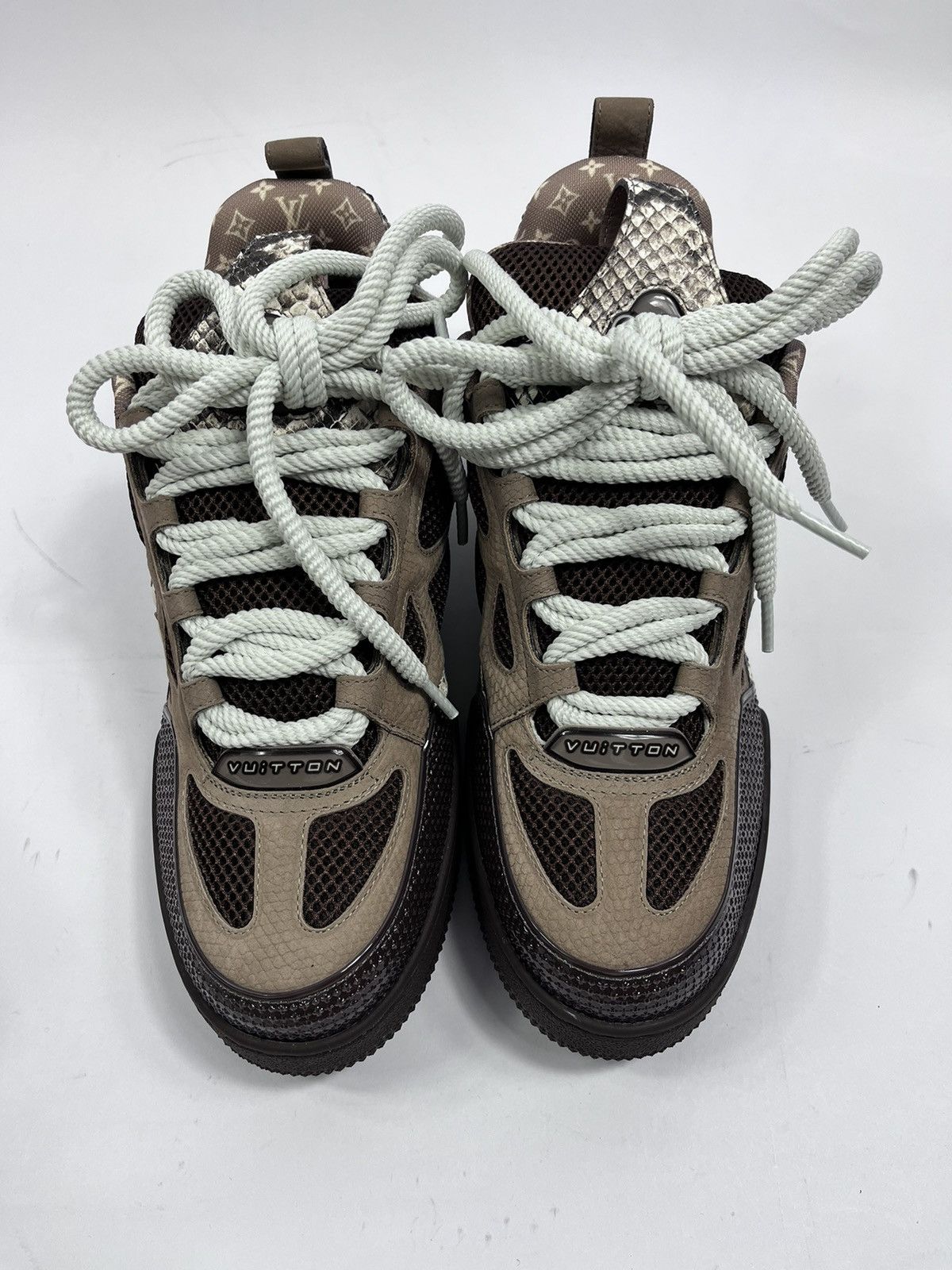 Louis Vuitton BROWN PYTHON SK8 LEATHER SNEAKERS Size US 10 / EU 43 - 3 Thumbnail