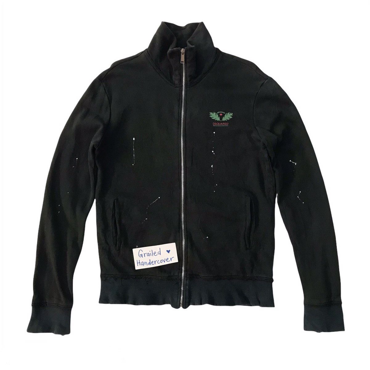 image of Dsquared2 Dean&dan Splash Paint Style Sweater Zipper Jacket, Men's (Size Large)