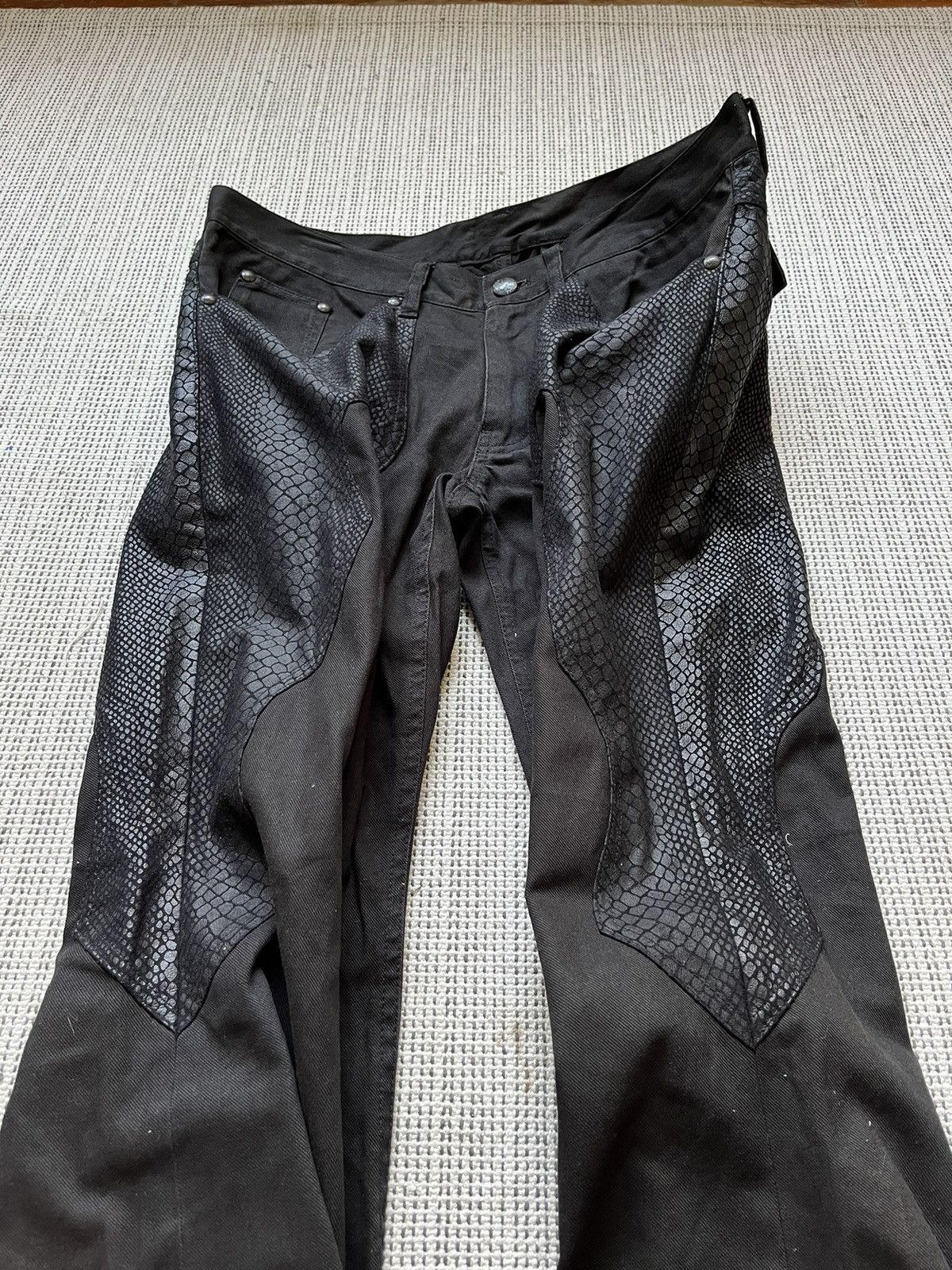 If Six Was Nine × Japanese Brand Custom culture Snake patch faux leather flare jeans Size US 32 / EU 48 - 3 Thumbnail