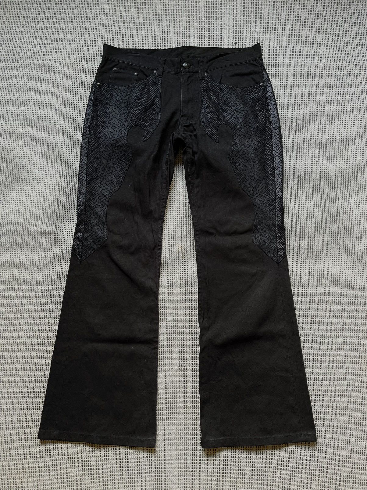 If Six Was Nine × Japanese Brand Custom culture Snake patch faux leather flare jeans Size US 32 / EU 48 - 1 Thumbnail